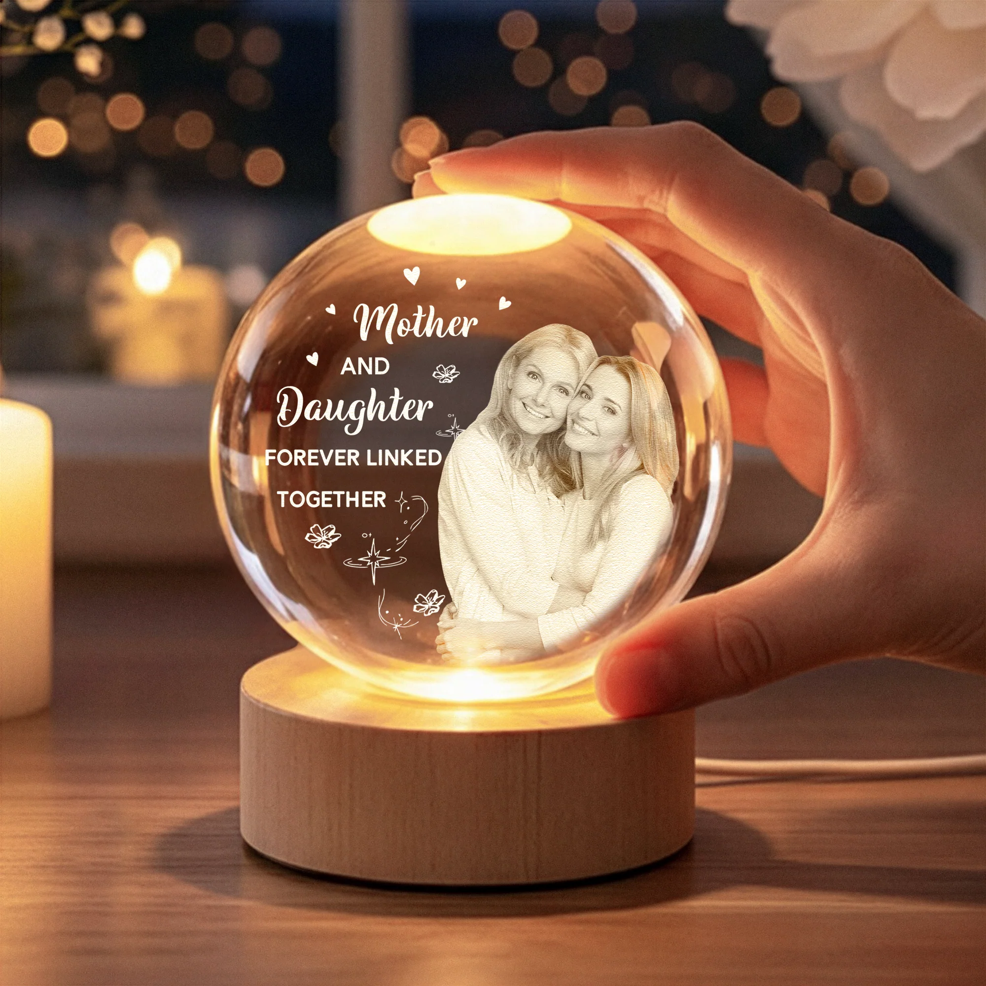 Mother And Daughter Forever Linked Together - Personalized Night Light - Image 5
