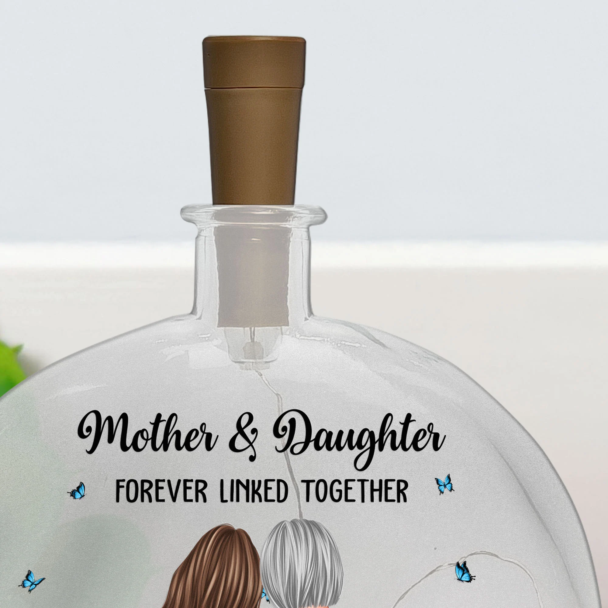Mother And Daughter Forever Linked Together - Personalized Round Flat Bottle Light - Image 3