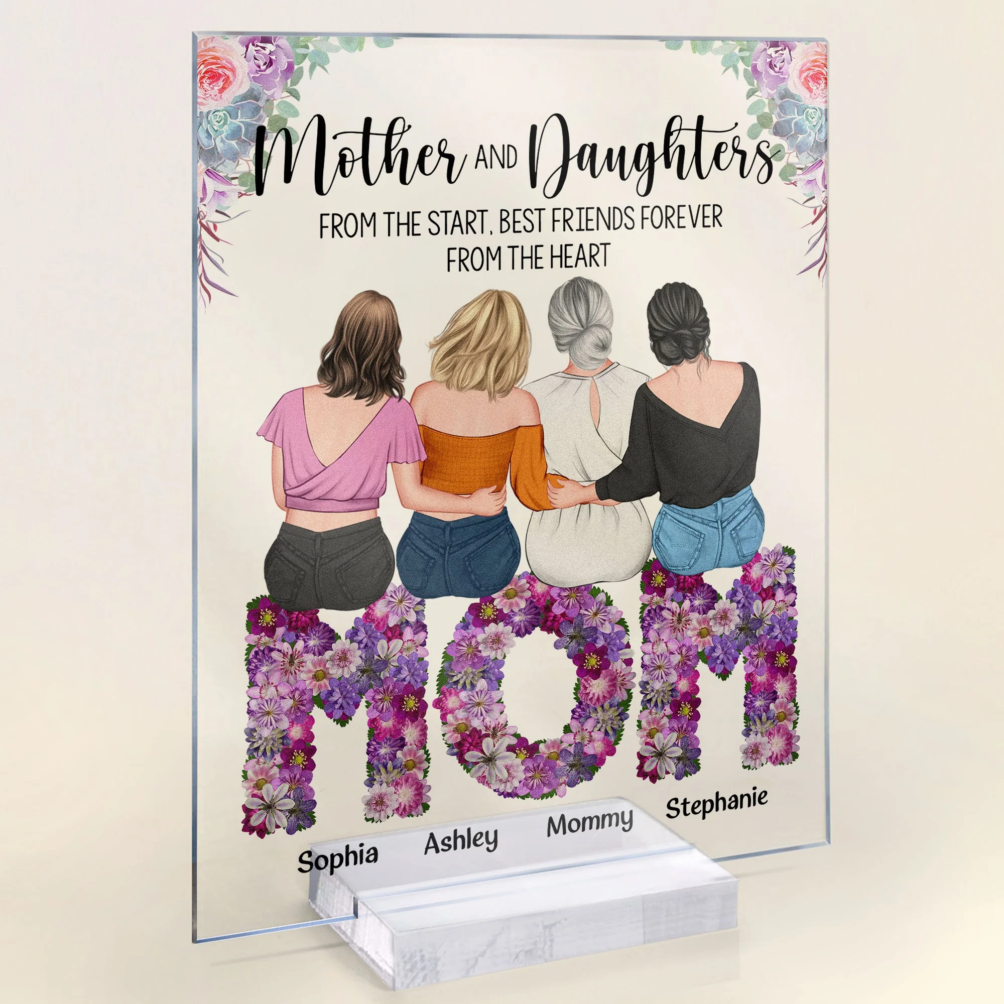 Mother And Daughters - Best Friends Forever From The Heart - Personalized Acrylic Plaque - Mother's Day, Loving, Birthday Gift For Mothers, Mama, Daughter - Image 2