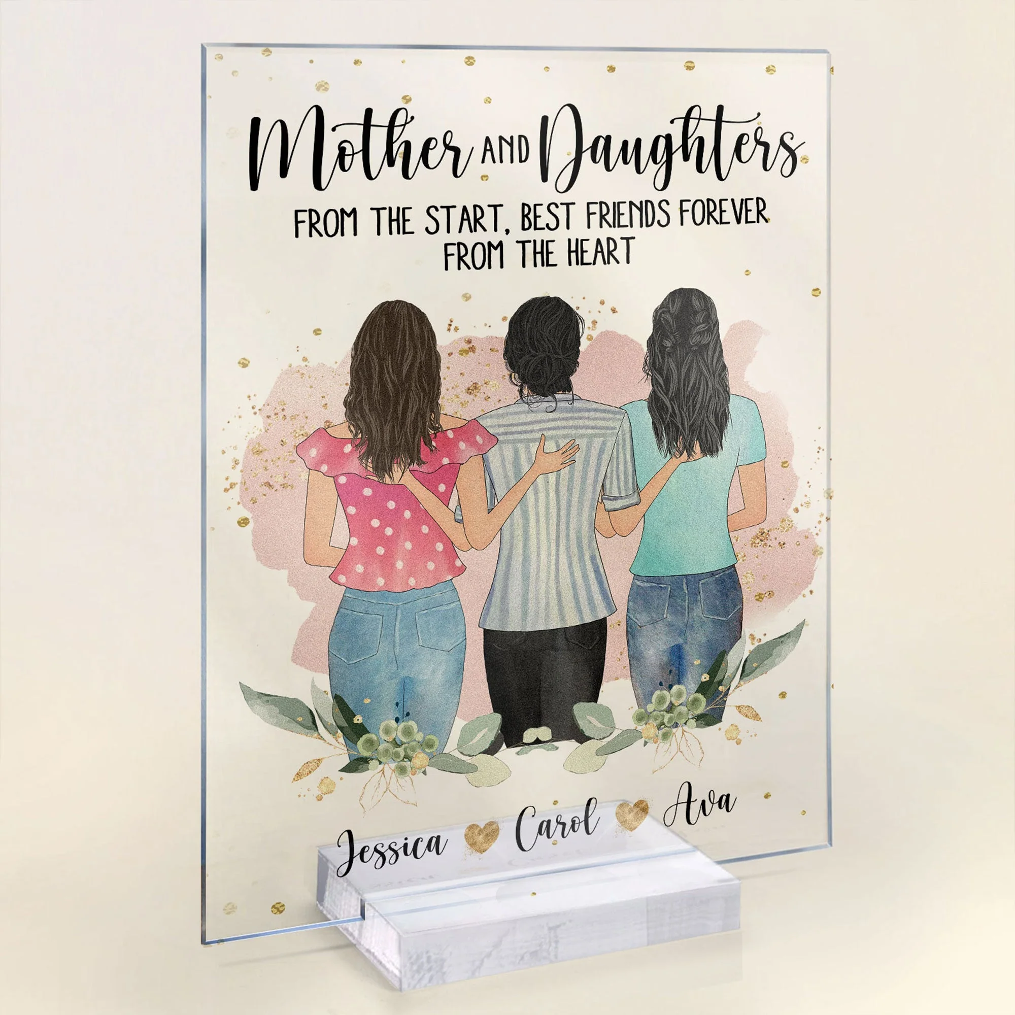 Mother And Daughters Forever Linked Together - Personalized Acrylic Plaque - Birthday, Decoration Gift For Mothers, Grandmas, Daughters - Image 3