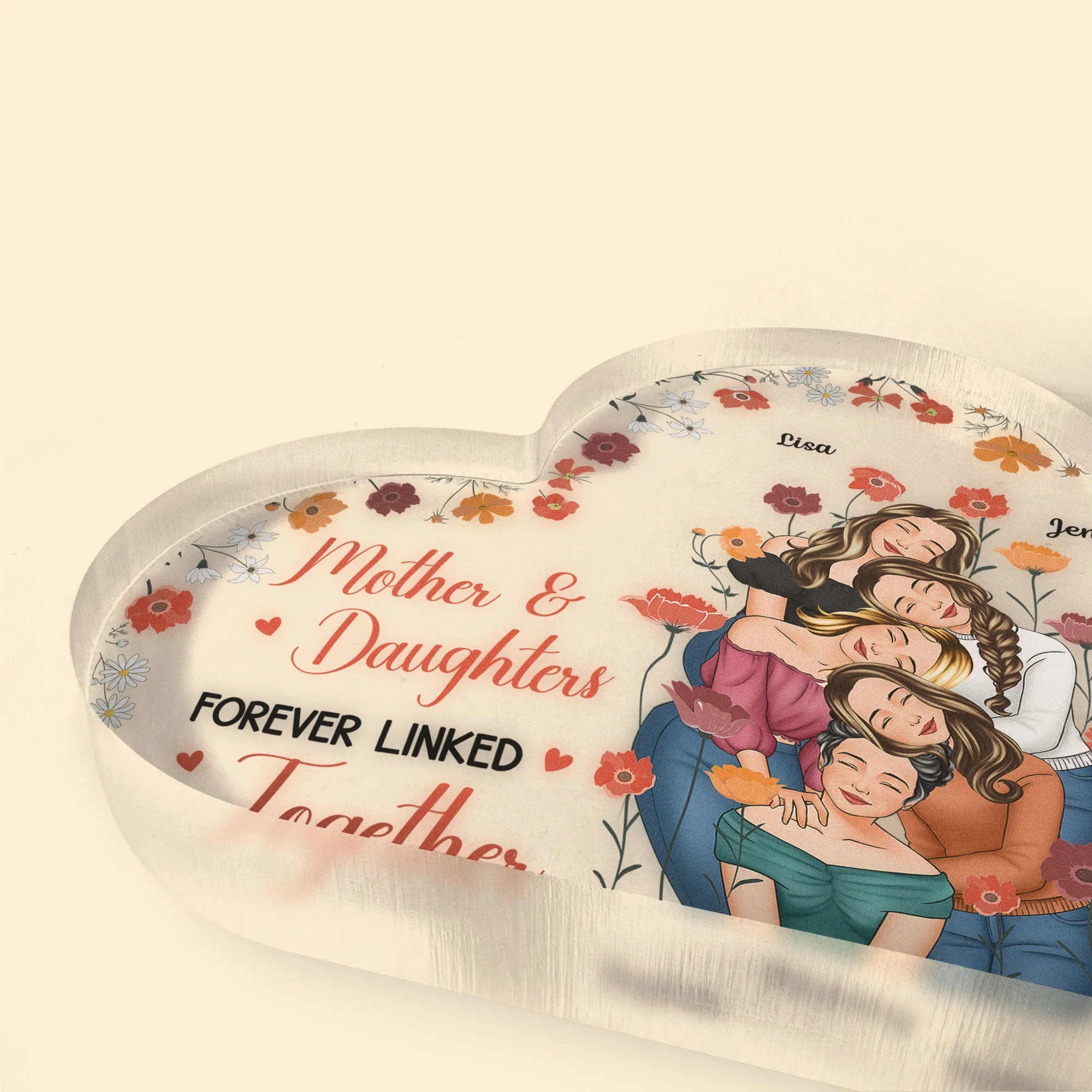 Mother And Daughters Forever Linked Together - Personalized Acrylic Plaque - Image 4