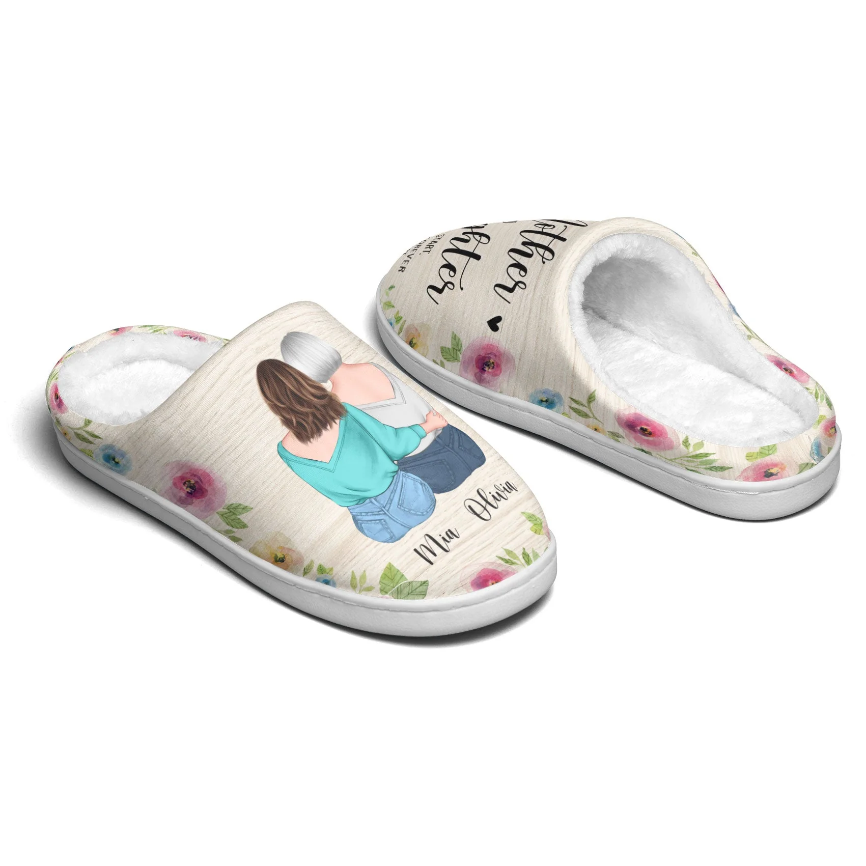Mother And Daughters From The Start - Personalized Slippers - Image 4