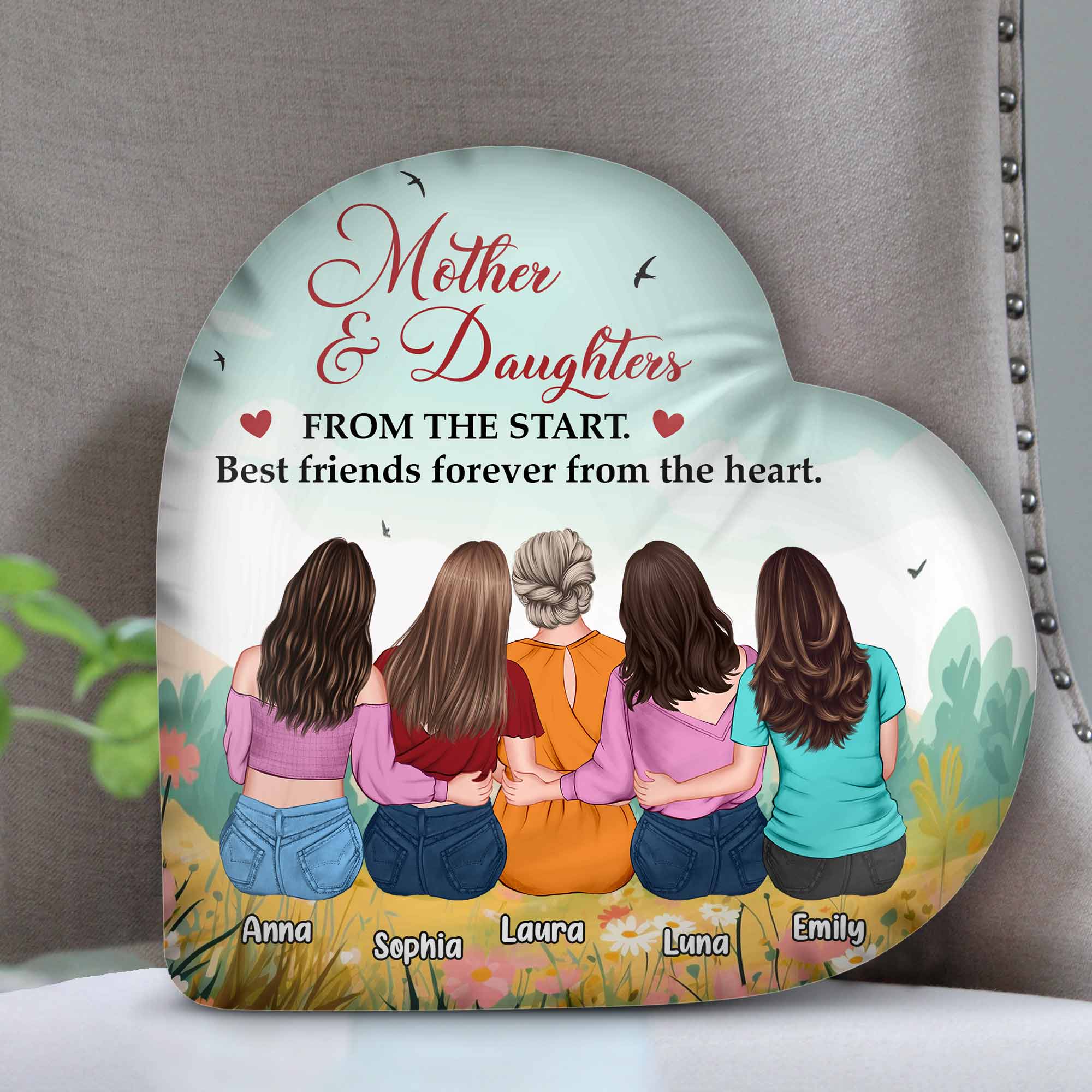 Mother And Daughters - Personalized Custom Shaped Pillow - Image 4