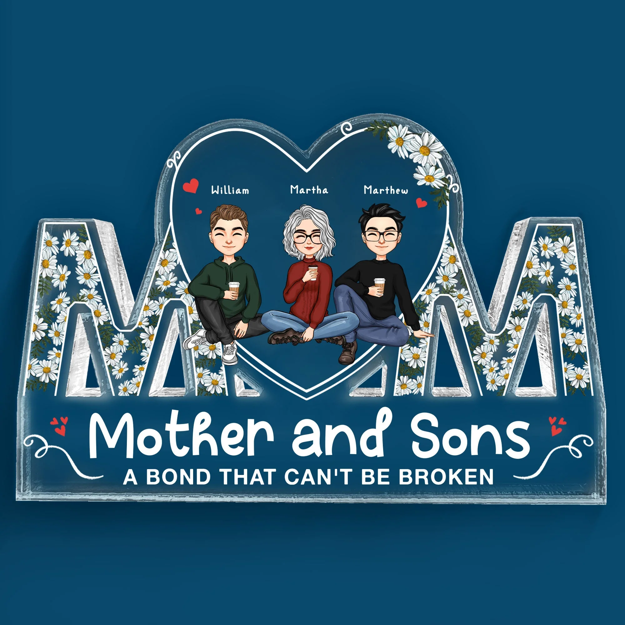 Mother And Sons - Personalized Mom Shaped Acrylic Plaque - Image 4
