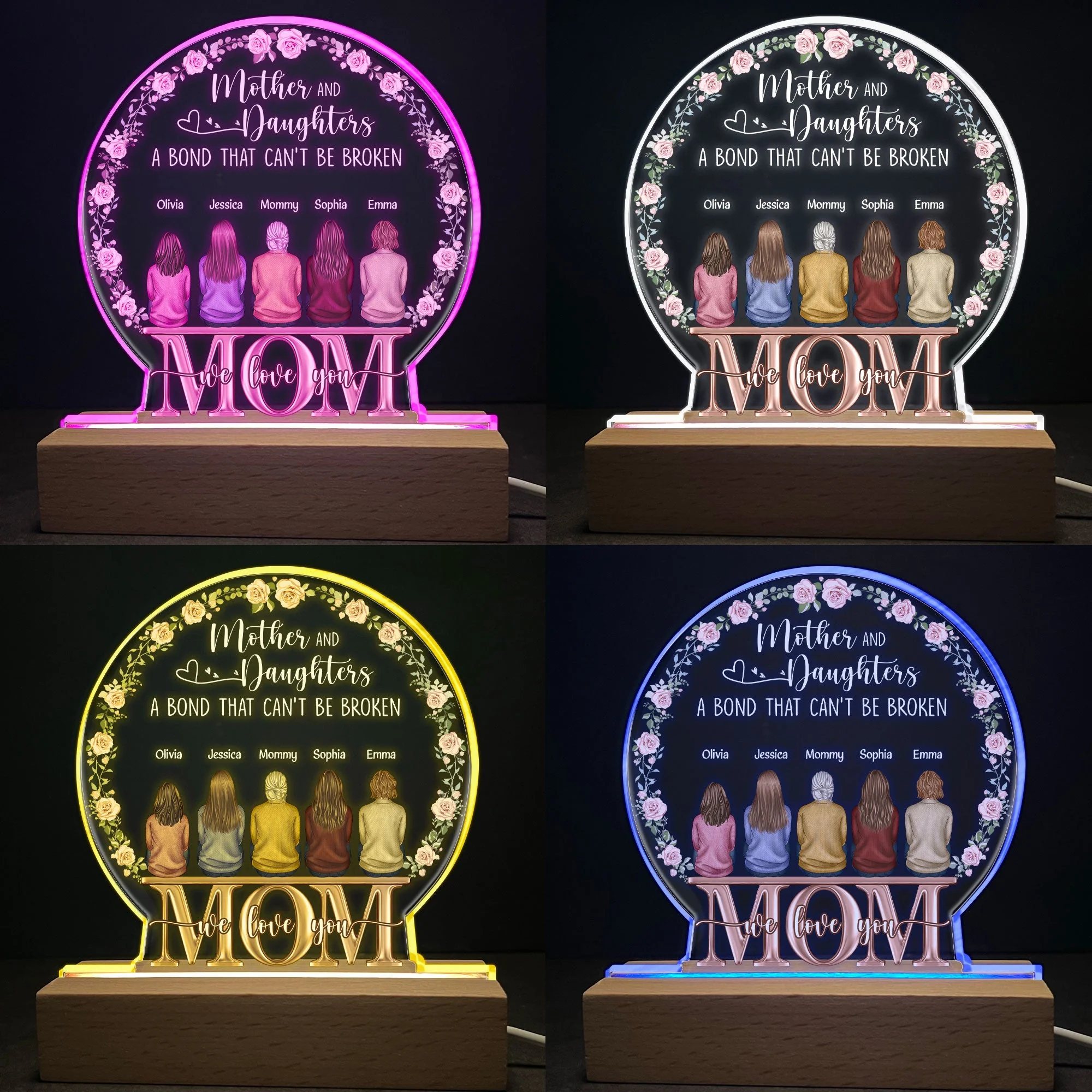 Mother & Children A Bond That Can't Be Broken - Personalized LED Light - Image 4