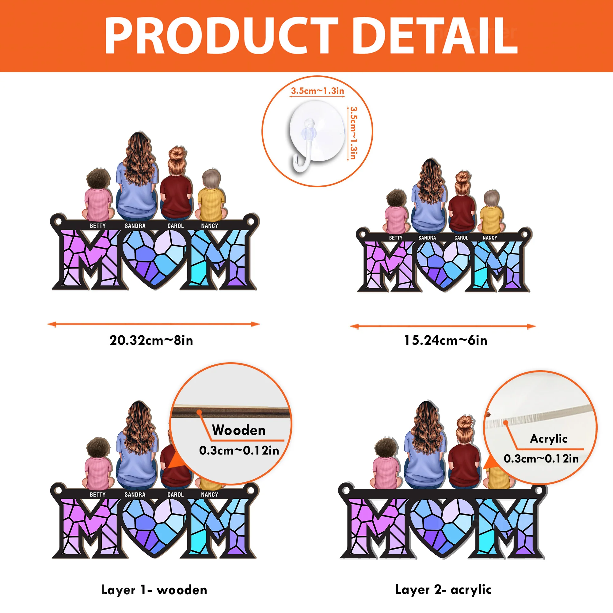 Mother & Children Bond - Personalized Window Hanging Suncatcher - Gift For Mom - Image 5