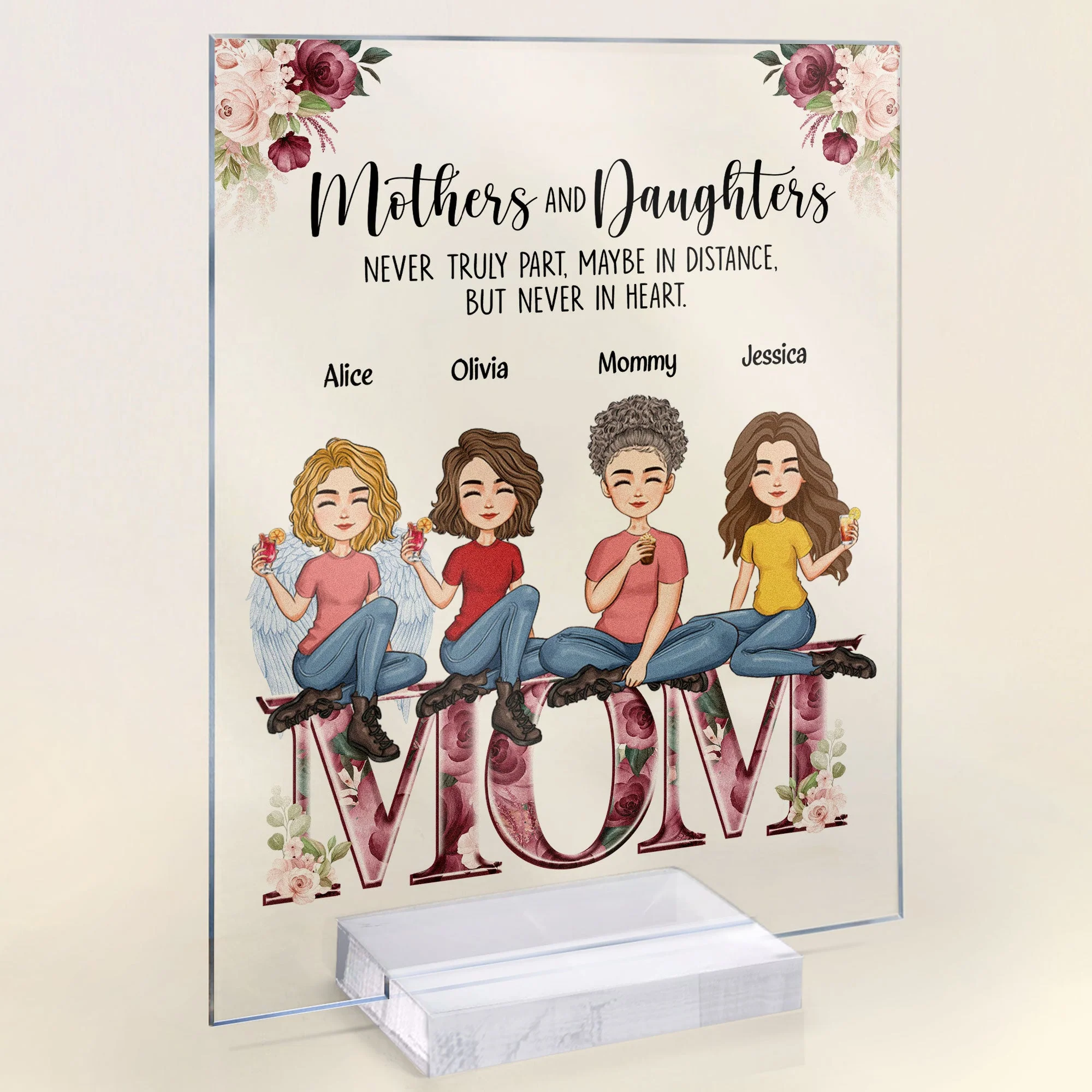Mother & Children Floral - Personalized Acrylic Plaque - Image 2