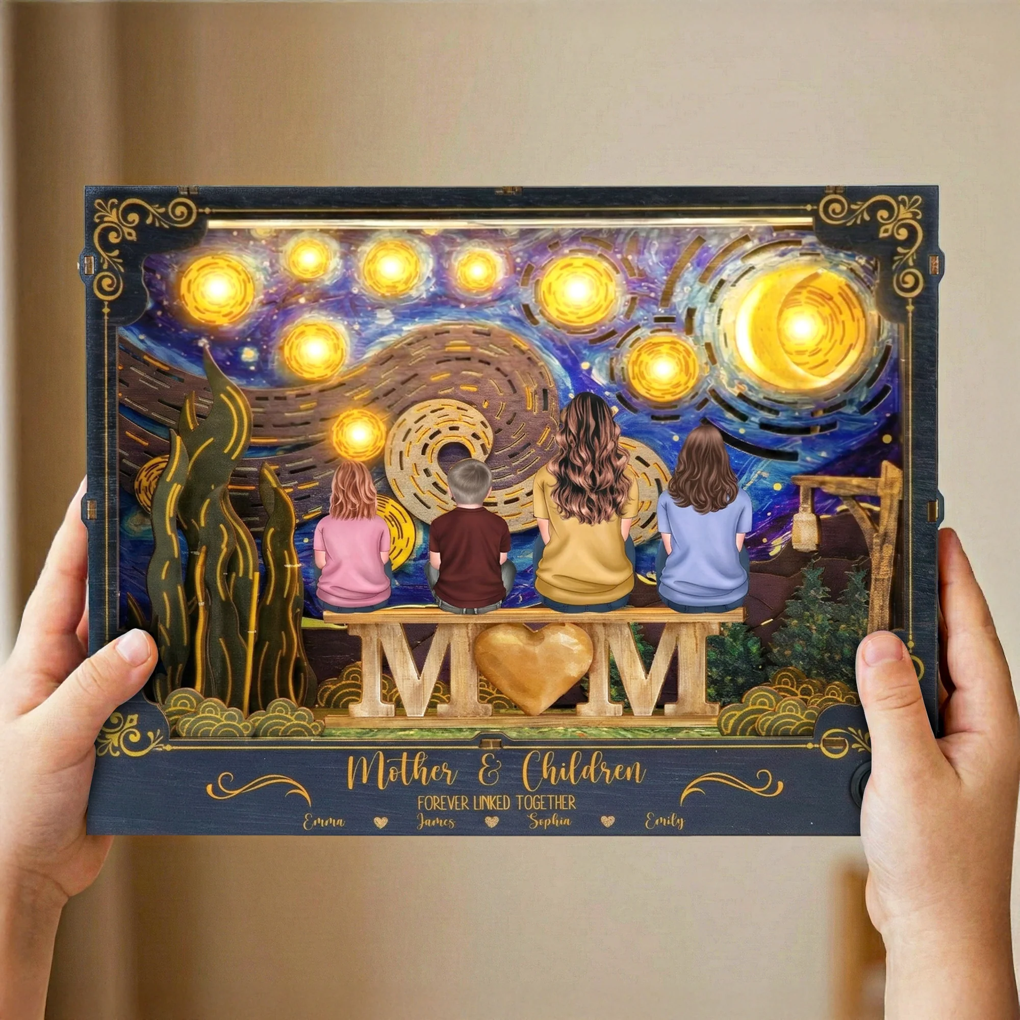 Mother & Children Forever Linked Together Mother's Day Gift - Personalized DIY Book Nook Kit - Image 3