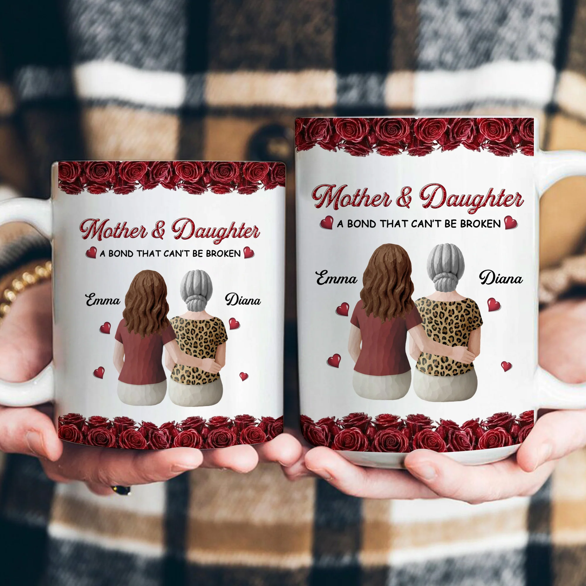 Mother & Daughter A Bond That Can't Be Broken New Version - Personalized Mug - Image 4