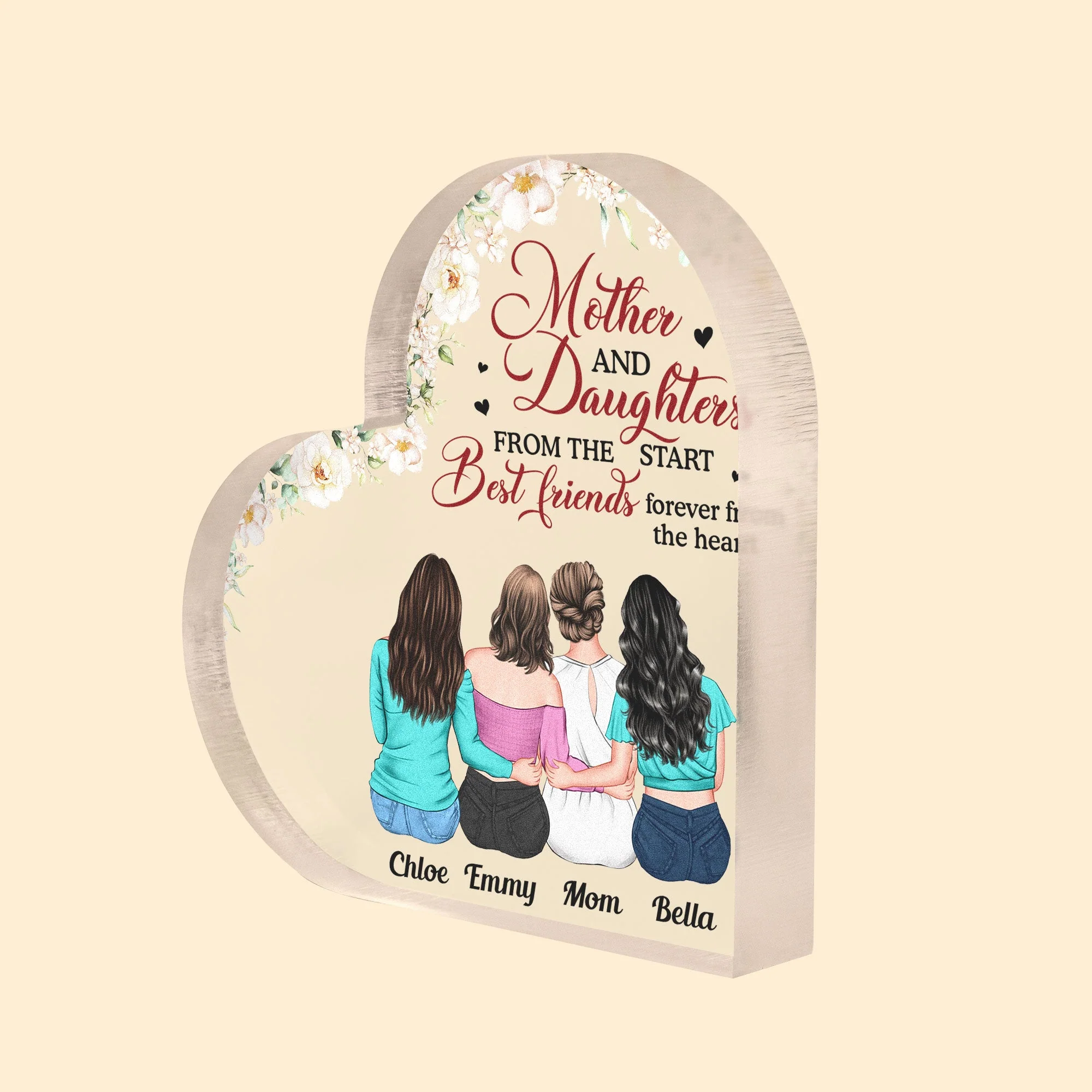 Mother & Daughter - BFF From The Heart- Personalized Heart Shaped Acrylic Plaque - Heartwarming, Mother's Day Gift For Mom, Mama, Mother- From Daughter - Image 2