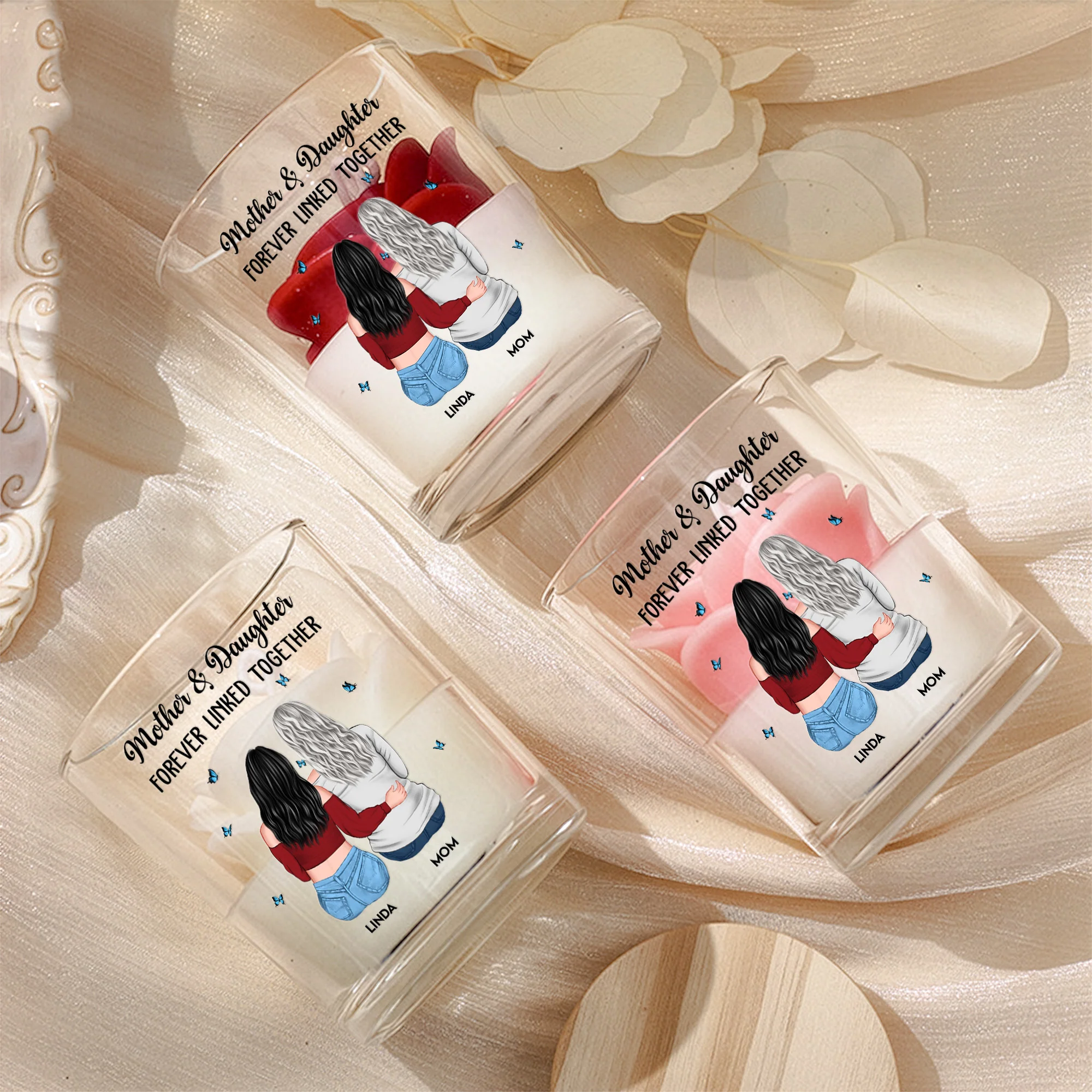 Mother & Daughter Forever Linked Together - Personalized Candle - Image 2