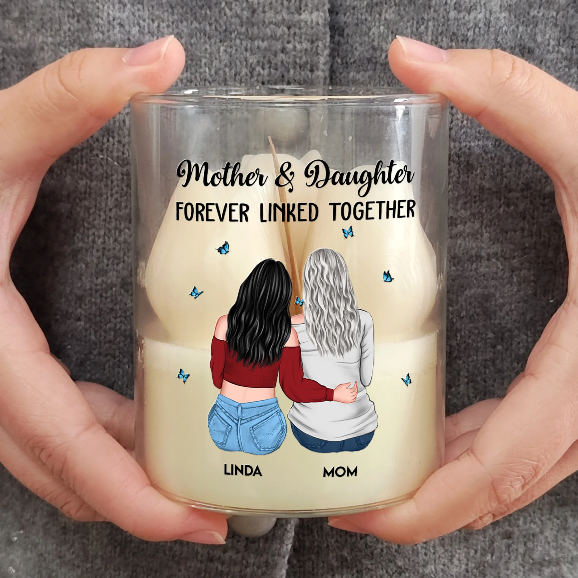 Mother & Daughter Forever Linked Together - Personalized Candle - Image 3