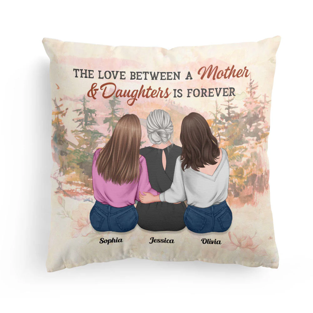 Mother & Daughter Forever Linked Together - Personalized Pillow (Insert Included) - Birthday, Loving Gift For Mom, Mother, Daughters