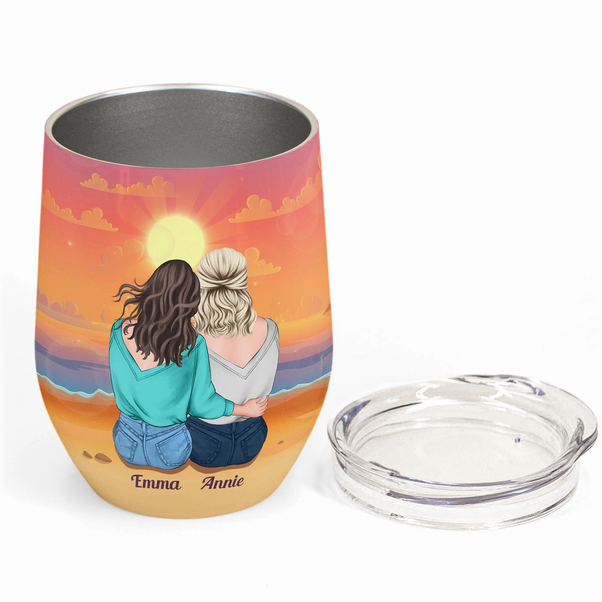 Mother & Daughter Forever Linked Together - Personalized Wine Tumbler - Birthday, Loving Gift For Mom, Mother, Daughter - Image 2