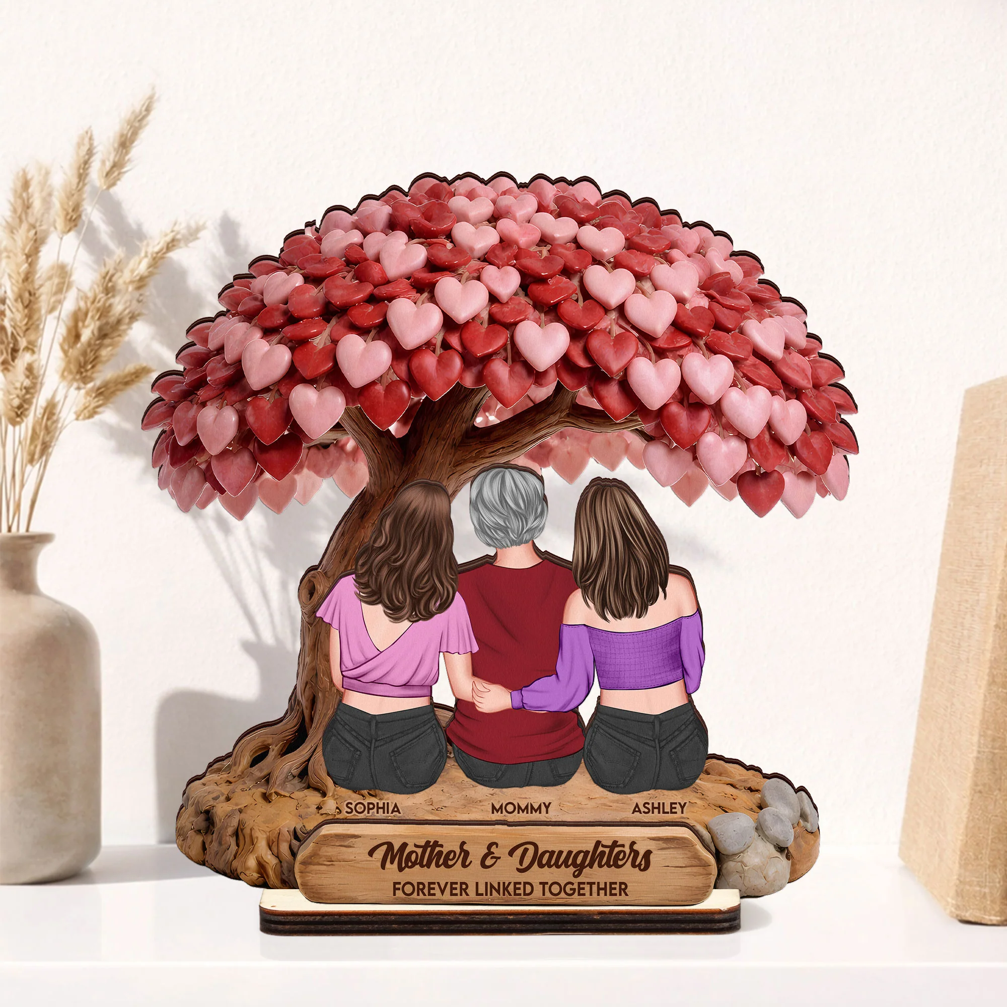 Mother & Daughter Forever Linked Together - Personalized Wooden Plaque