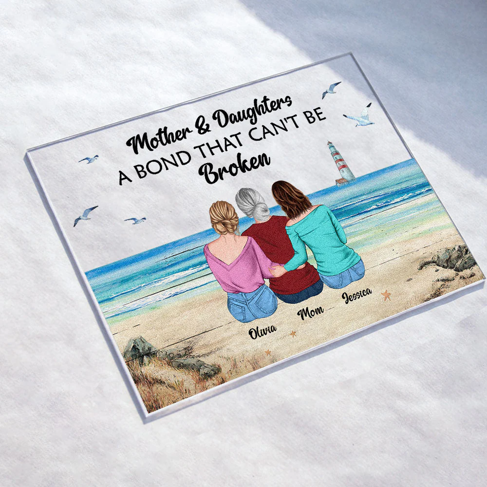 Mother & Daughters A Bond That Can't Be Broken Sea - Personalized Acrylic Plaque - Image 2