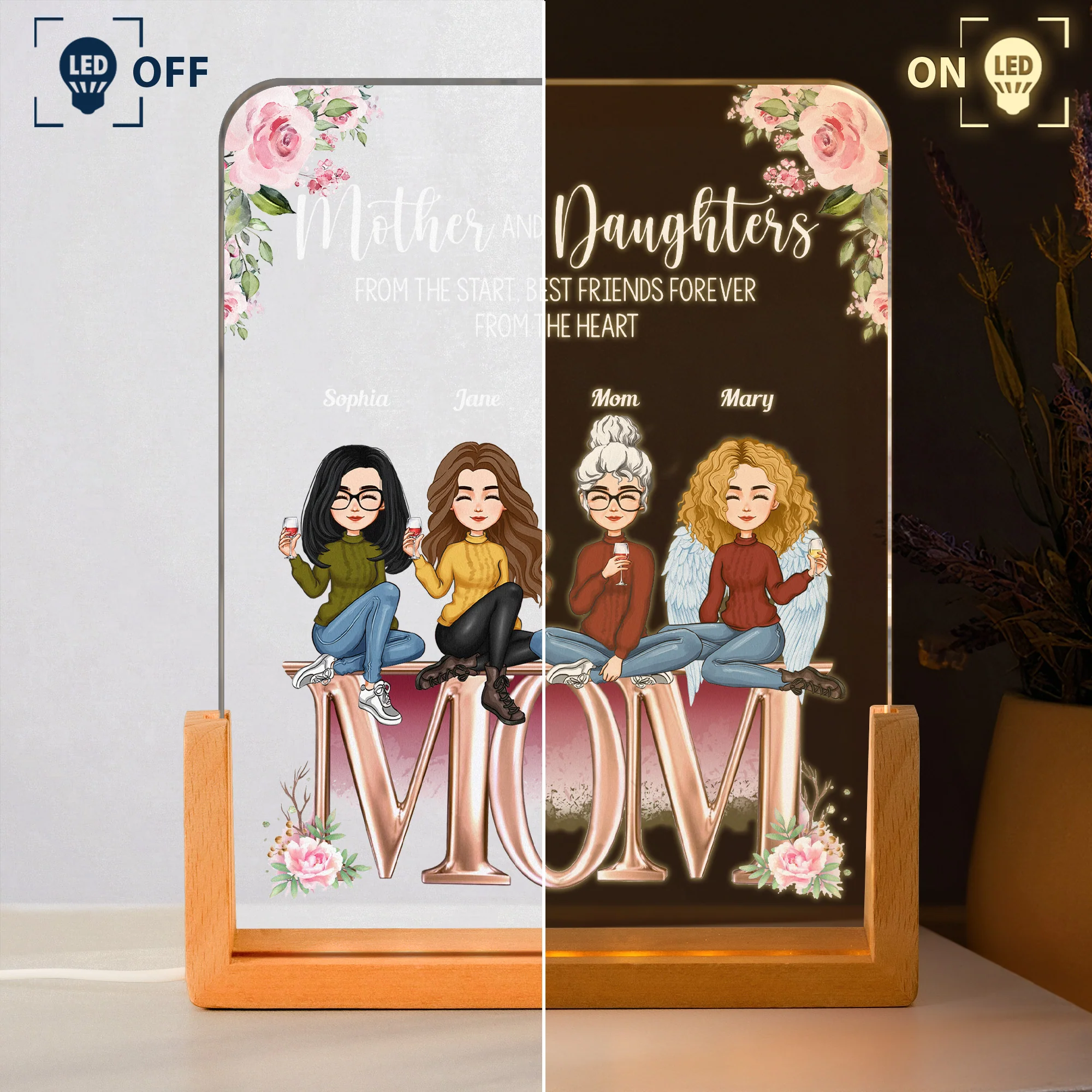 Mother & Daughters BFF Forever Mother's Day Gift For Mom - Personalized Night Light - Image 3