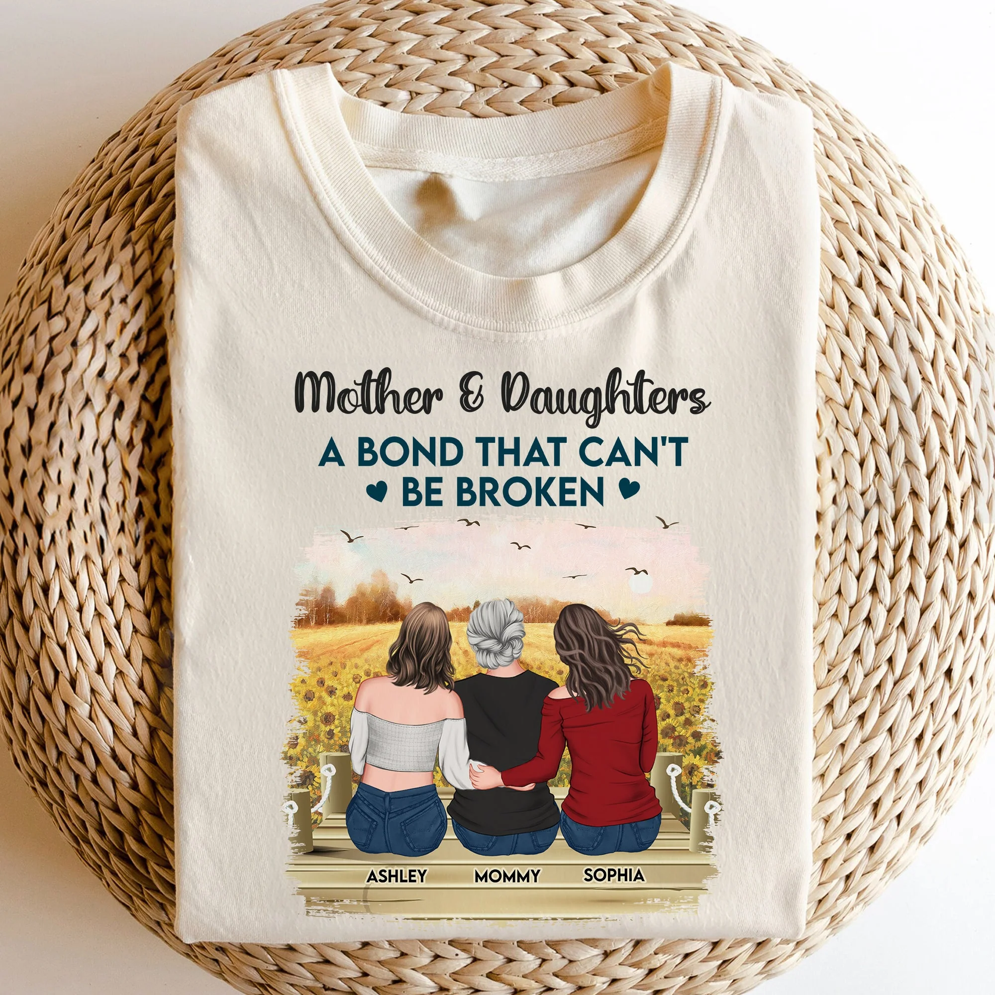 Mother & Daughters Forever Linked Together - Personalized Comfort Tee - Image 3