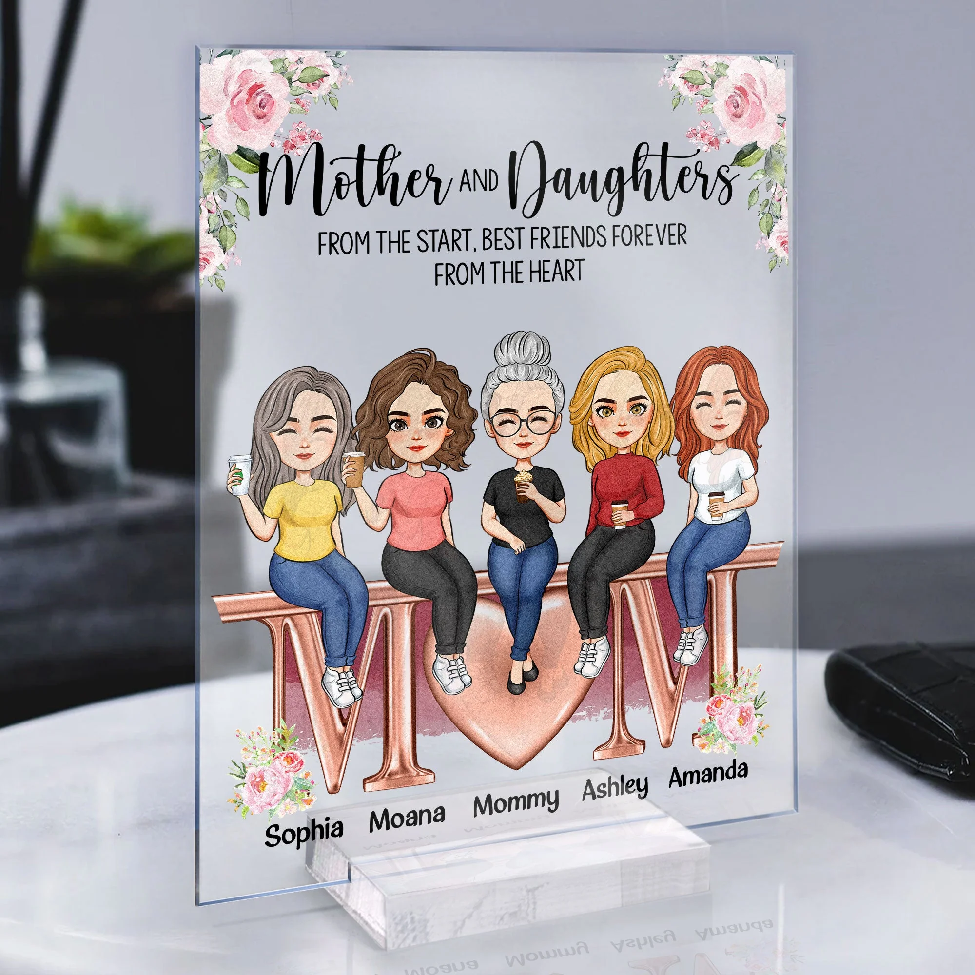 Mother & Daughters - New Version - Personalized Acrylic Plaque - Image 4