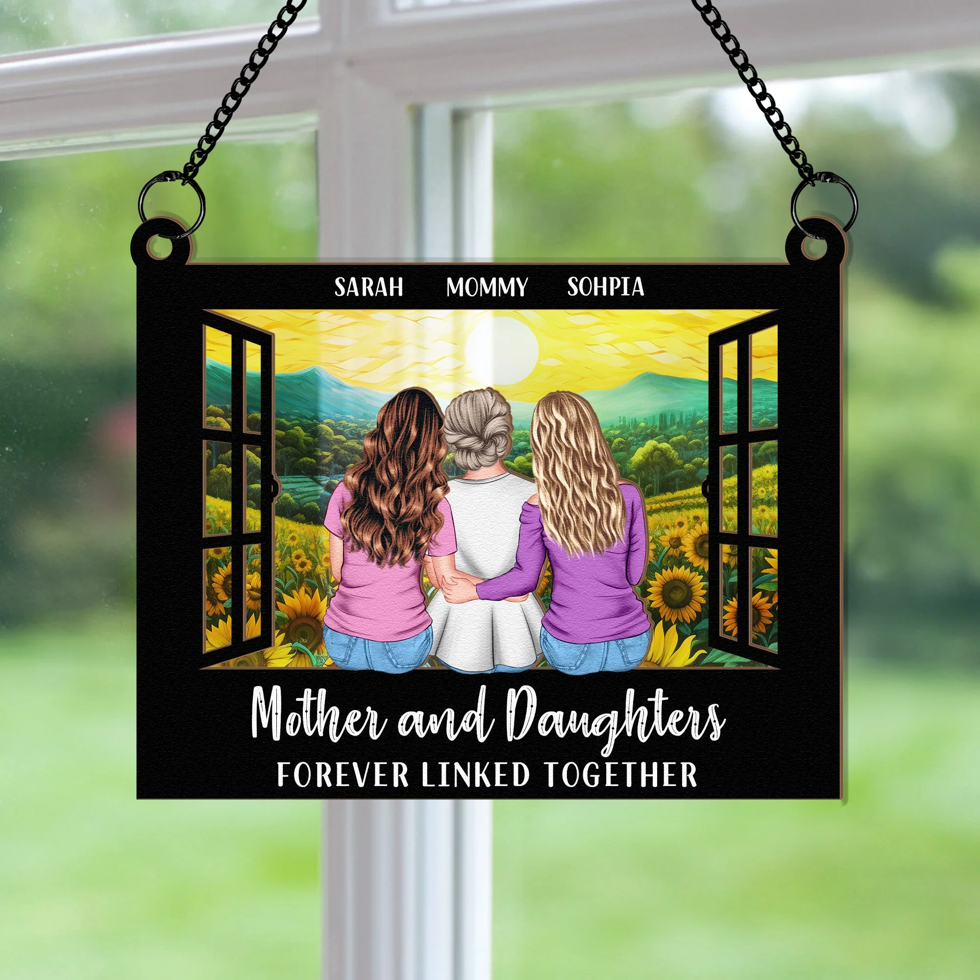 Mother & Daughters Unbreakable Bond - Personalized Window Hanging Suncatcher Ornament - Image 3