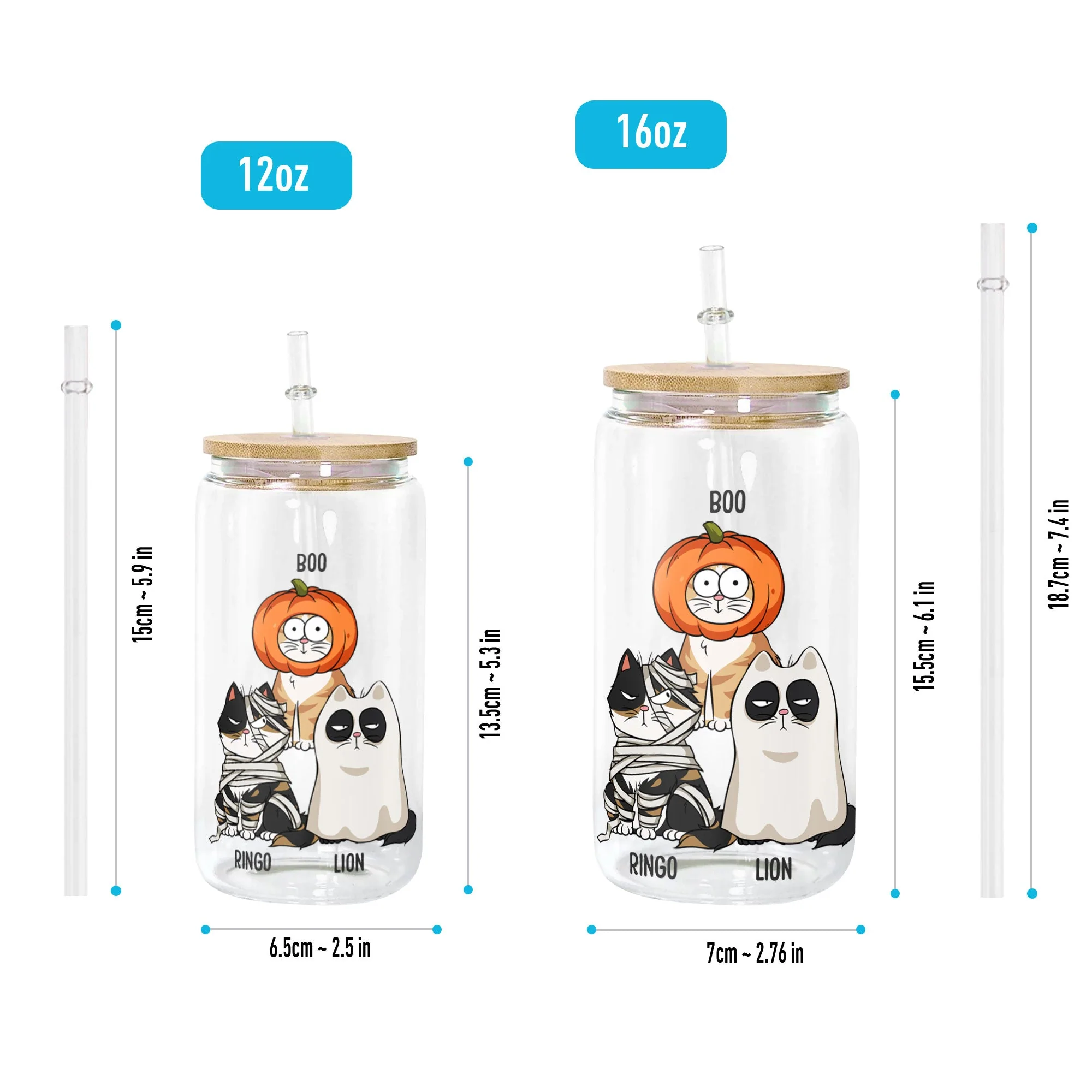 Mother Of Meownsters - Personalized Clear Glass Cup - Image 5