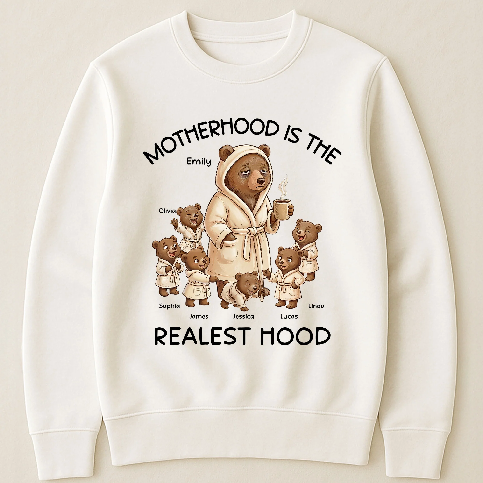 Motherhood Is The Realest Hood, Mama Bear - Personalized Shirt - Image 3