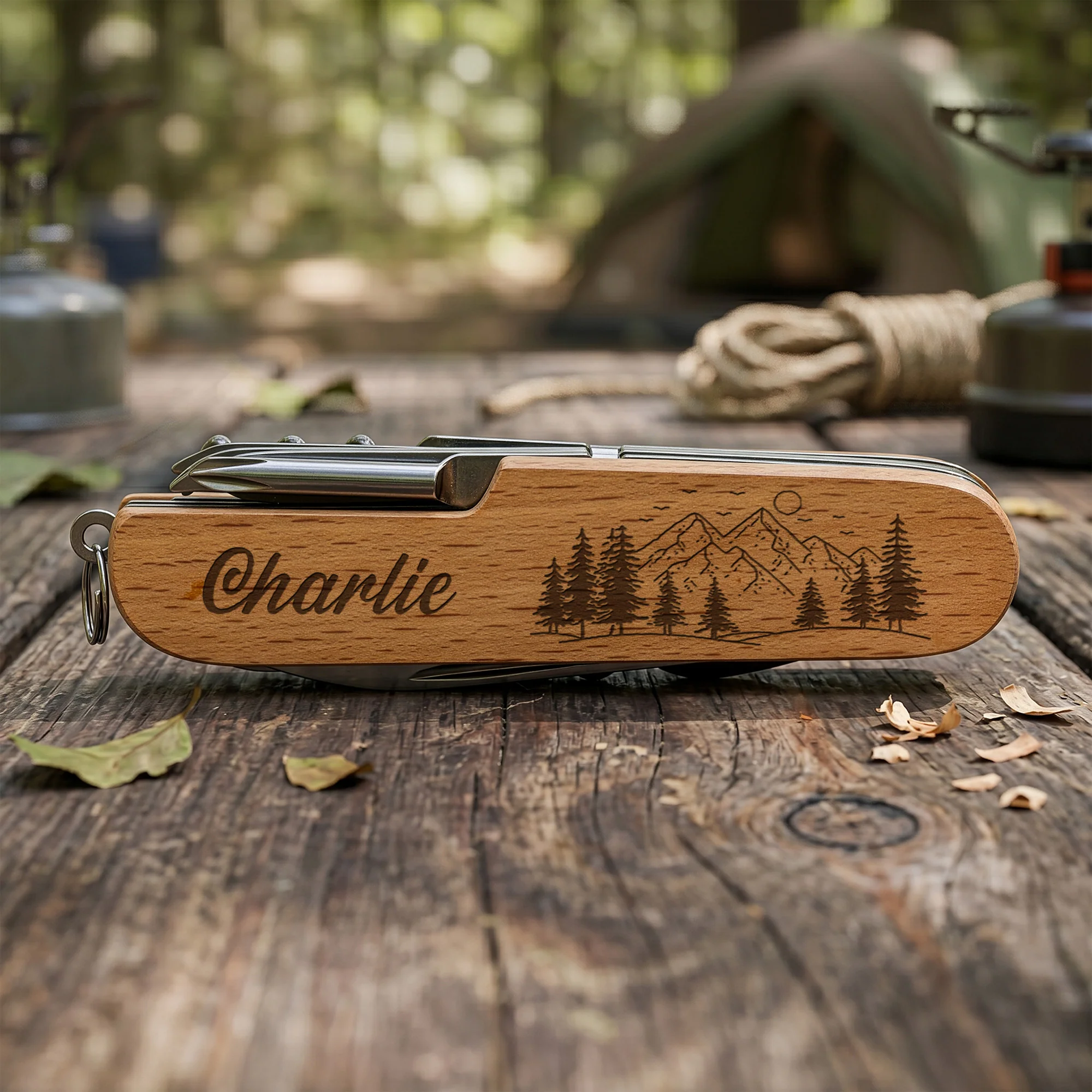 Mountain, Nature, Camping, Outdoor, Custom Name - Personalized Multi Tool Knife - Image 4