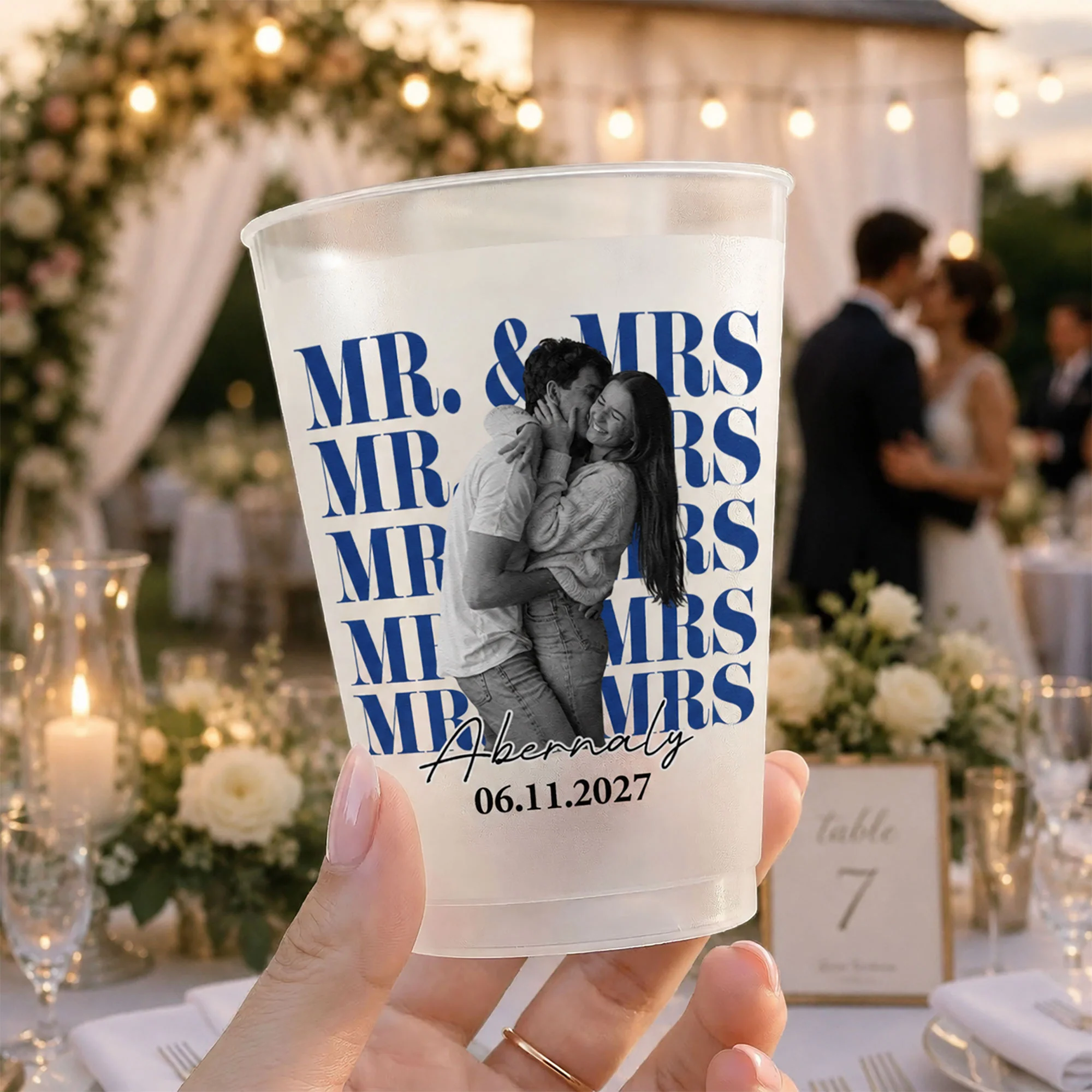 Mr. & Mrs, Wedding Cups, Frosted Cups, Wedding Toast Cups - Personalized Cups - Image 2