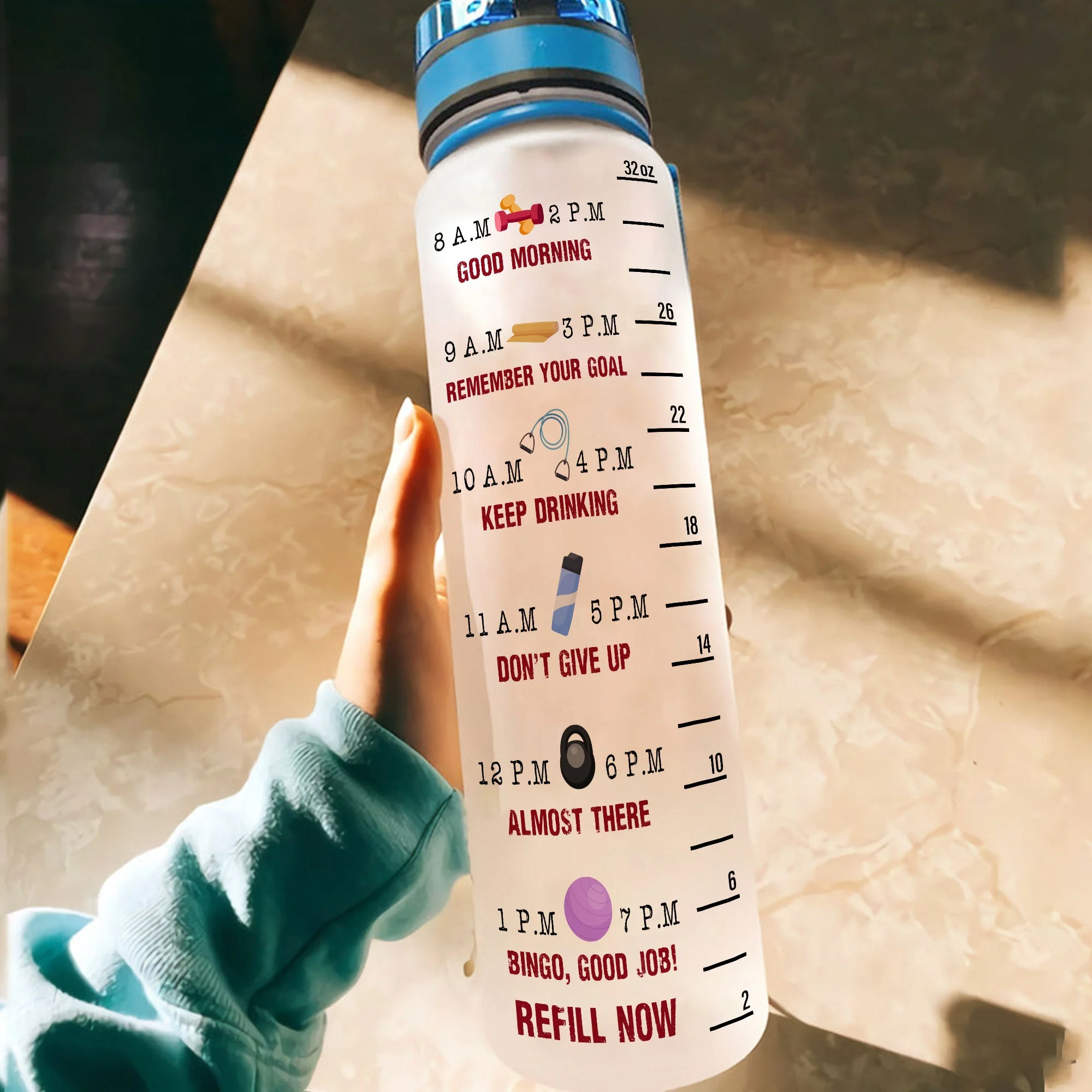 Muscle Up Buttercup  - Personalized Water Tracker Bottle - Birthday, Funny, Motivation Gift For Fitness Lovers, Gymers - Image 4