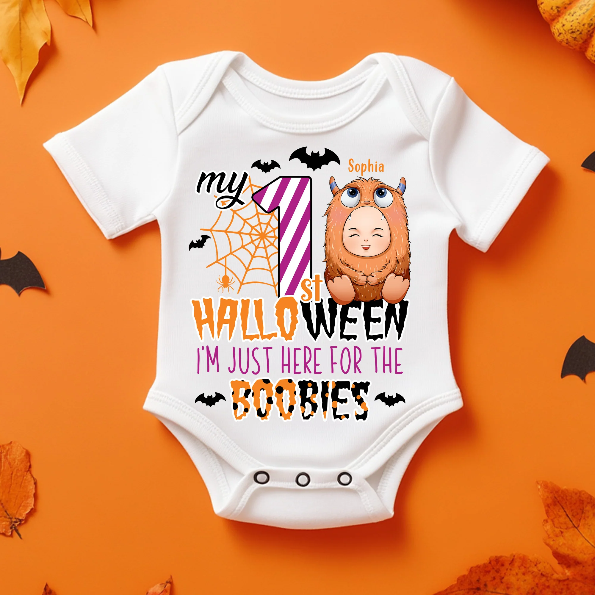 My 1st Halloween - Personalized Photo Baby Onesie - Image 2