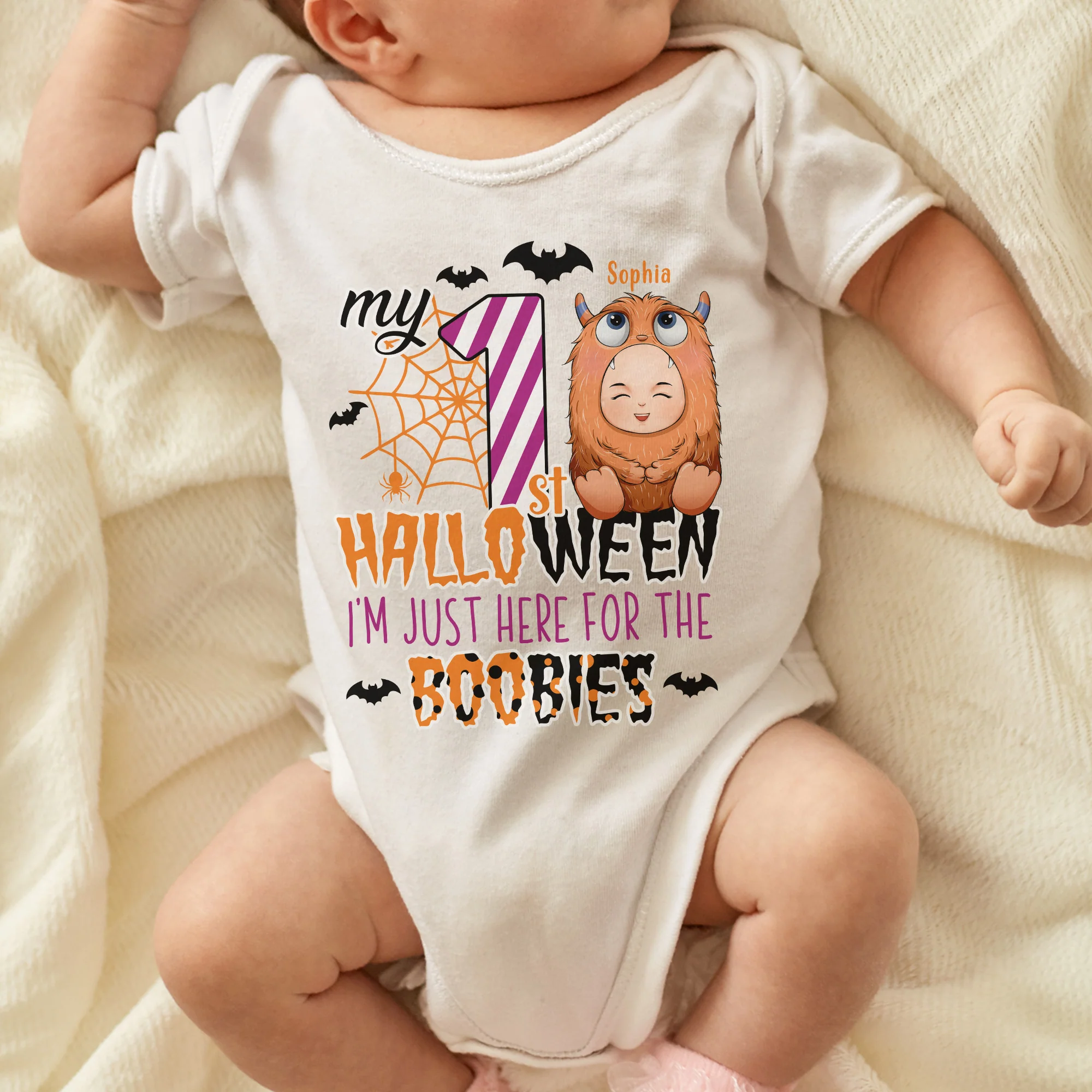 My 1st Halloween - Personalized Photo Baby Onesie - Image 4