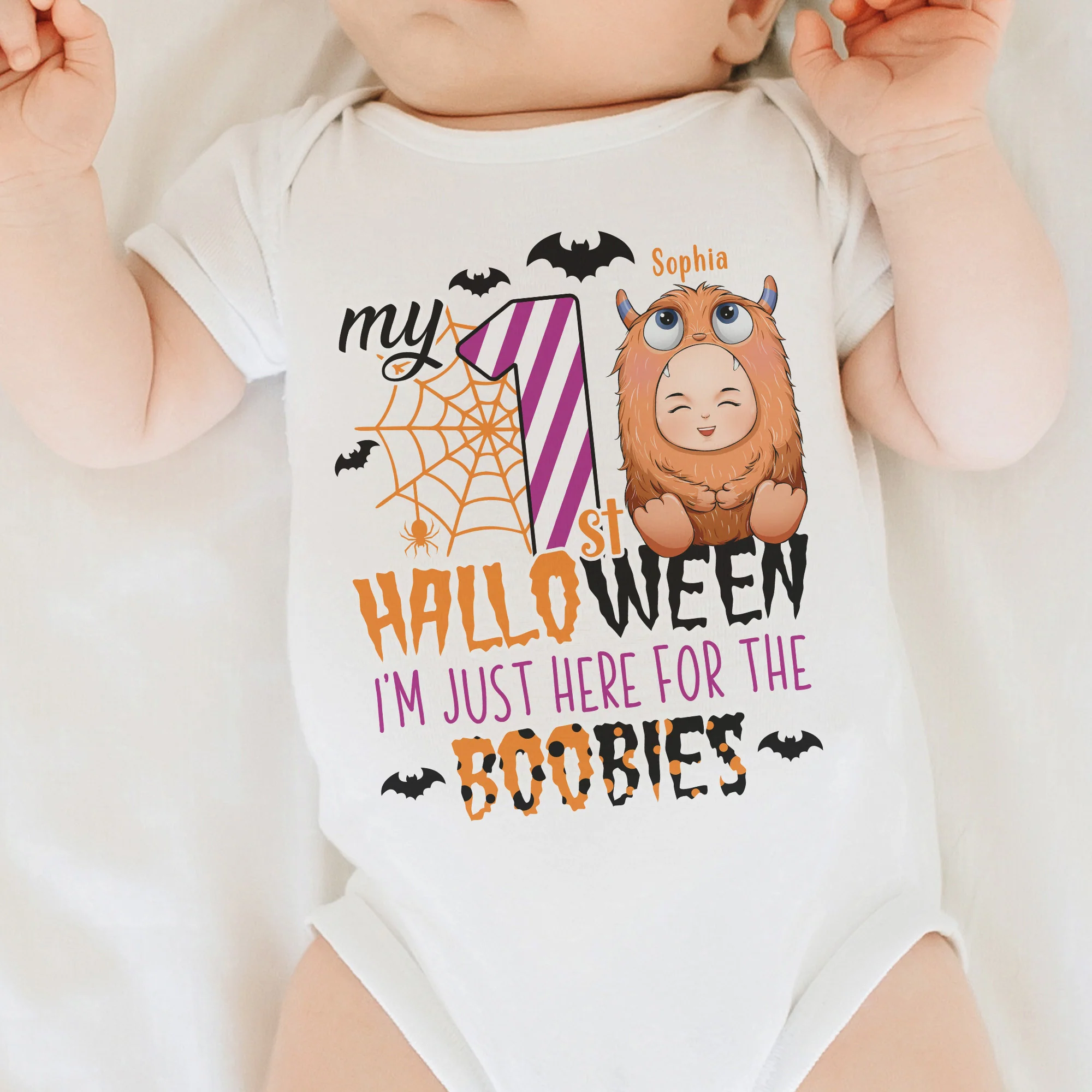My 1st Halloween - Personalized Photo Baby Onesie - Image 6