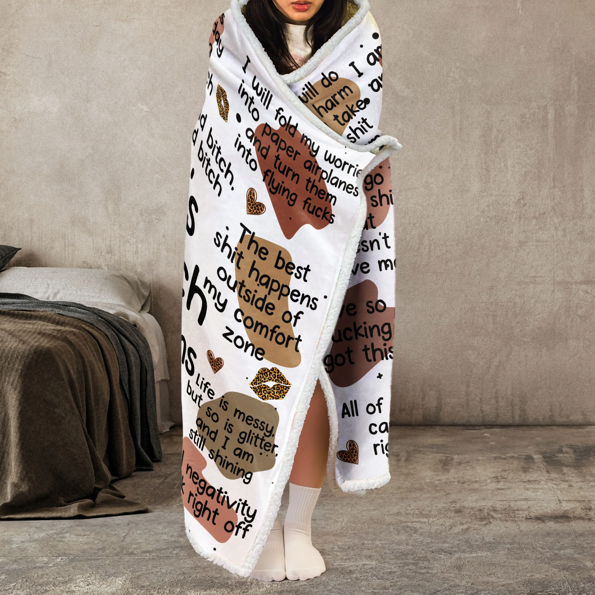 My Bad B*tch Affirmations - Gifts For Daughter, Friend, For Me Gift - Personalized Wearable Blanket Hoodie - Image 4