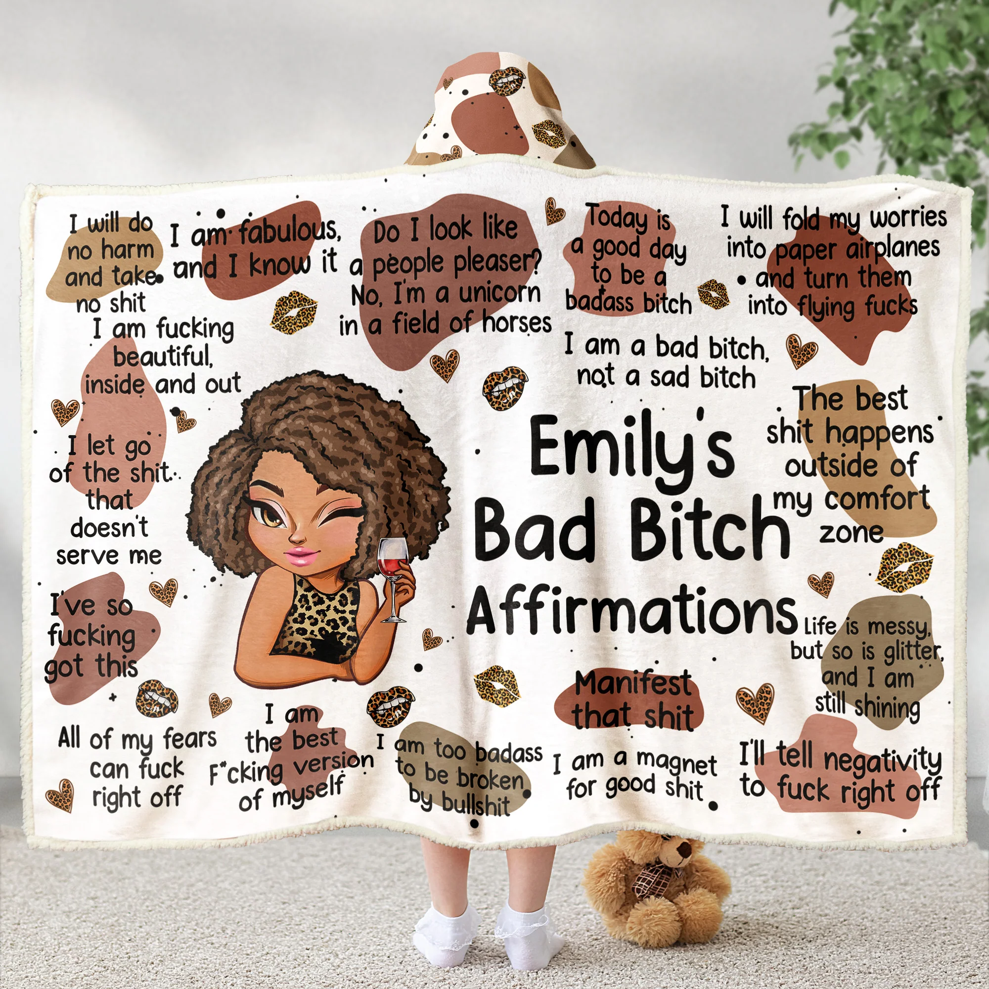My Bad B*tch Affirmations - Gifts For Daughter, Friend, For Me Gift - Personalized Wearable Blanket Hoodie - Image 5