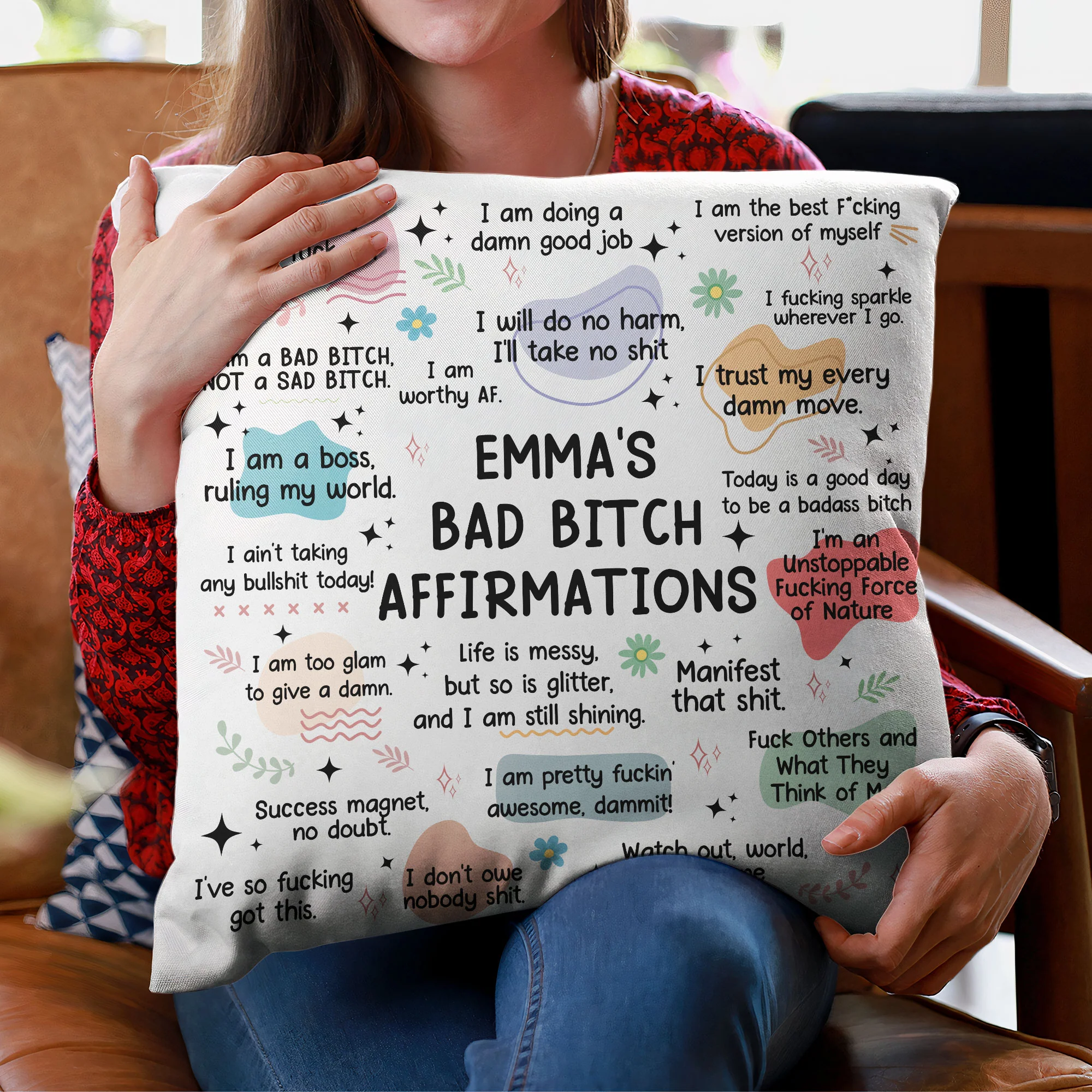 My Badass Affirmations Pillow - Self Gift, Gifts For Daughter, Friends - Personalized Pillow (Insert Included) - Image 4