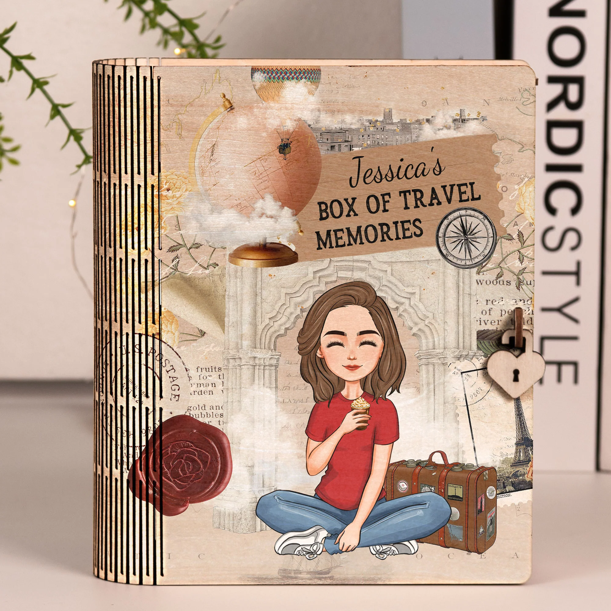 My Box Of Travel Memories - Personalized Wooden Book Box - Image 2
