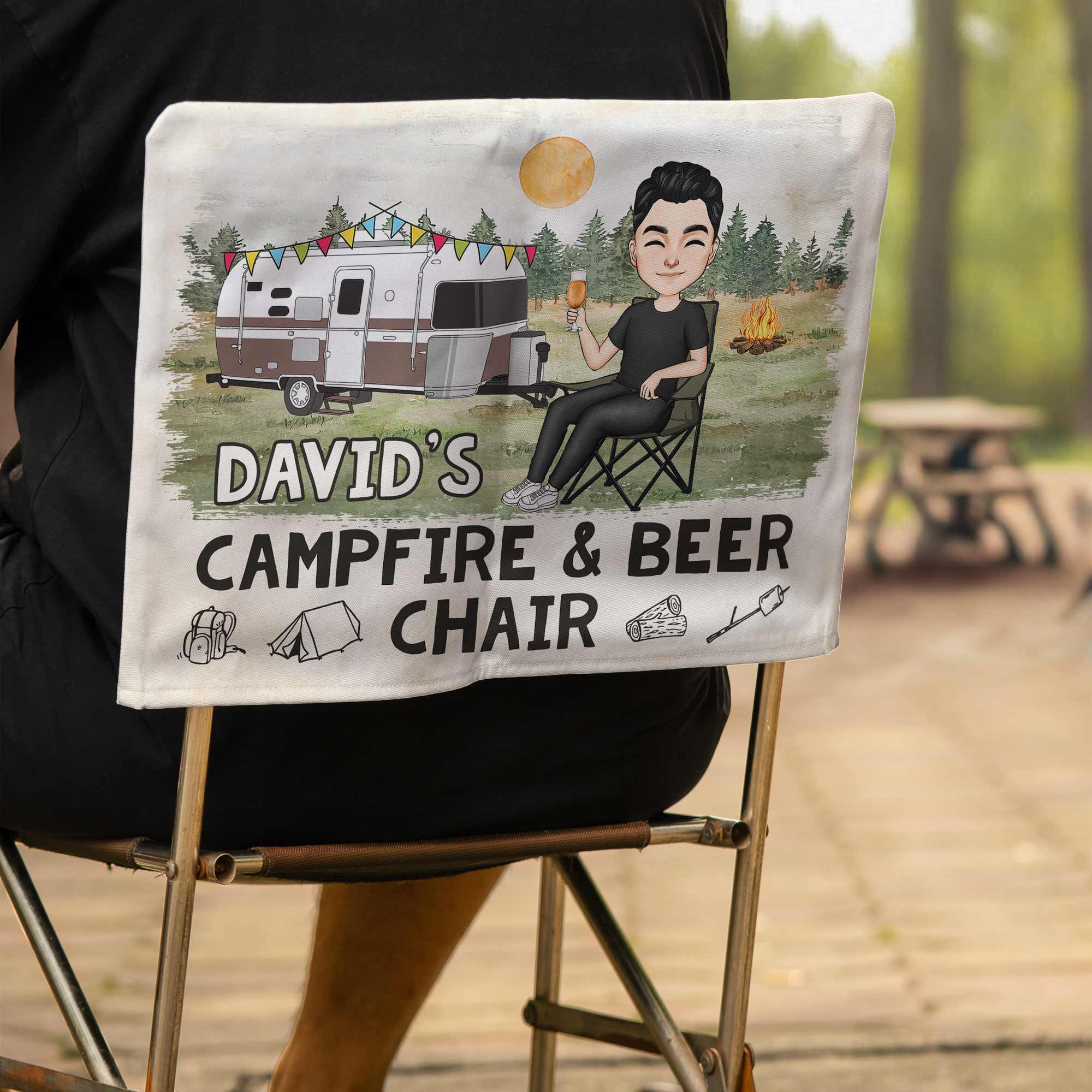 My Campfire And Coffee Chair - Personalized Folding Chair Cover - Image 3