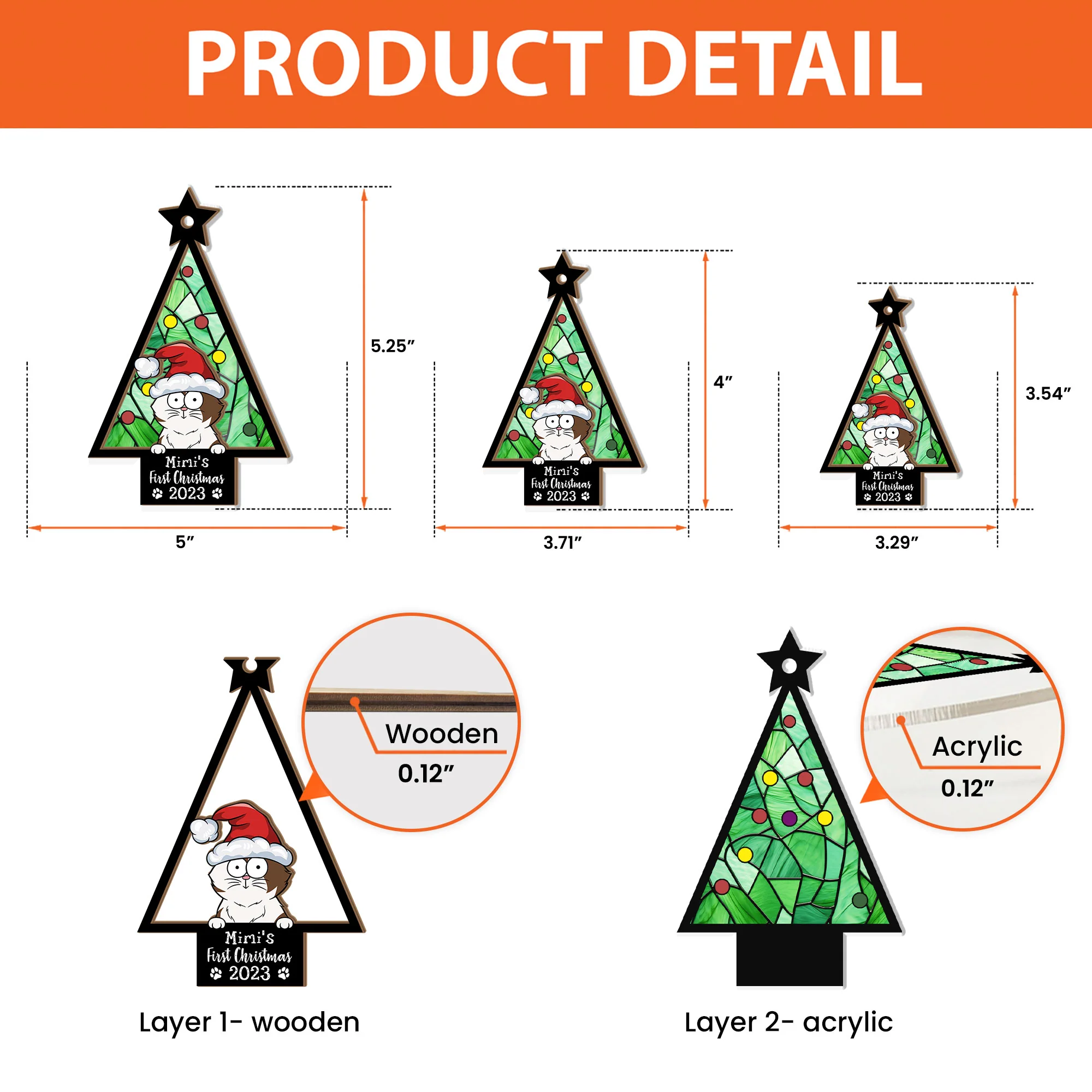 My Cat First Christmas - Personalized Suncatcher Ornament - Image 8