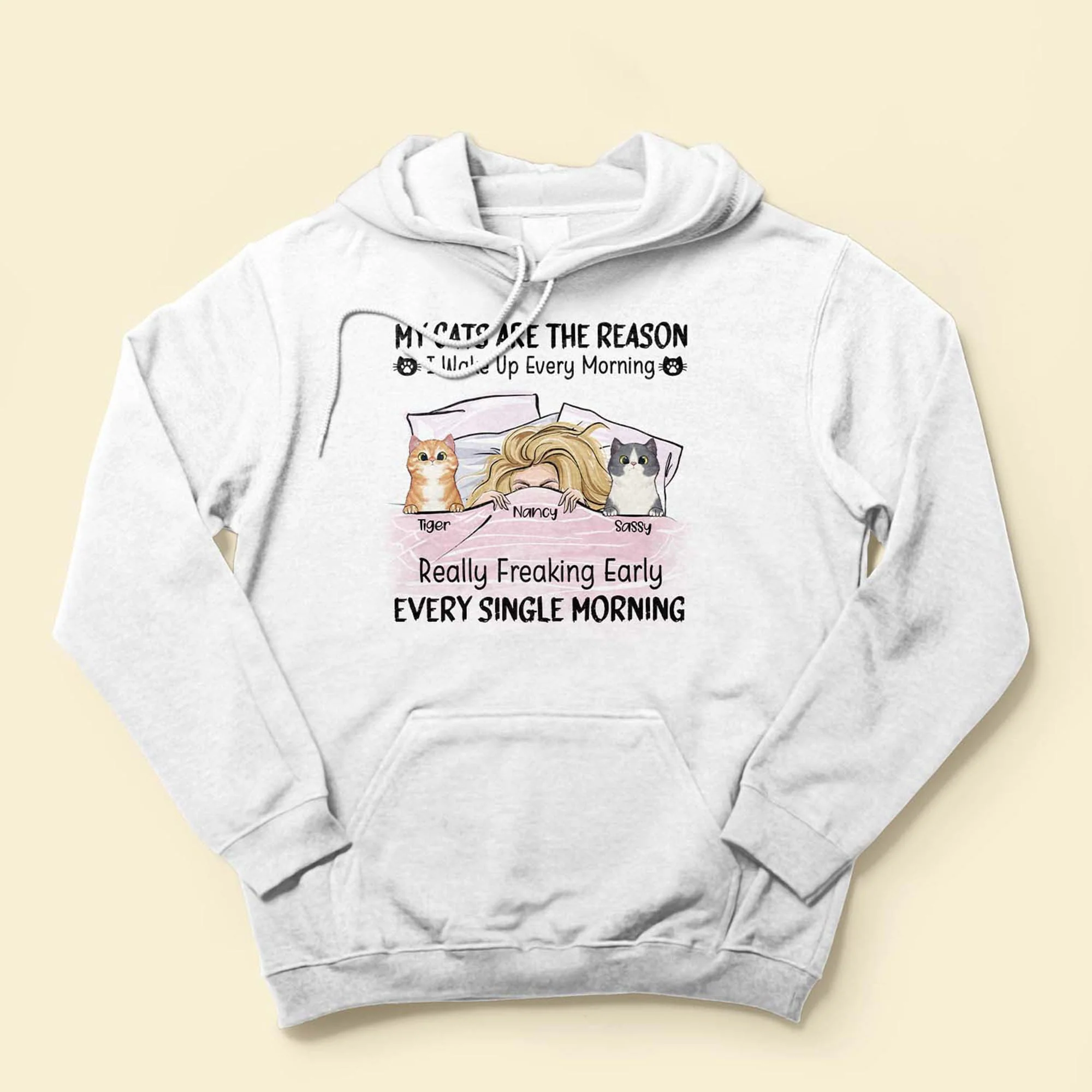 My Cats Are Reasons I Wake Up Every Morning - Personalized Shirt - Gift For Cat Lovers, Cat Mom - Peeking Cats - Image 4