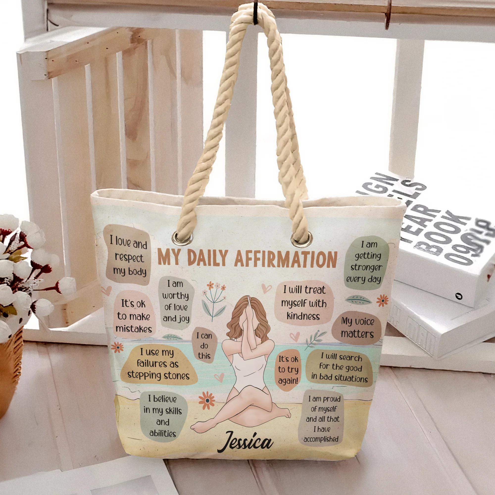 My Daily Affirmation - Personalized Beach Bag - Image 4