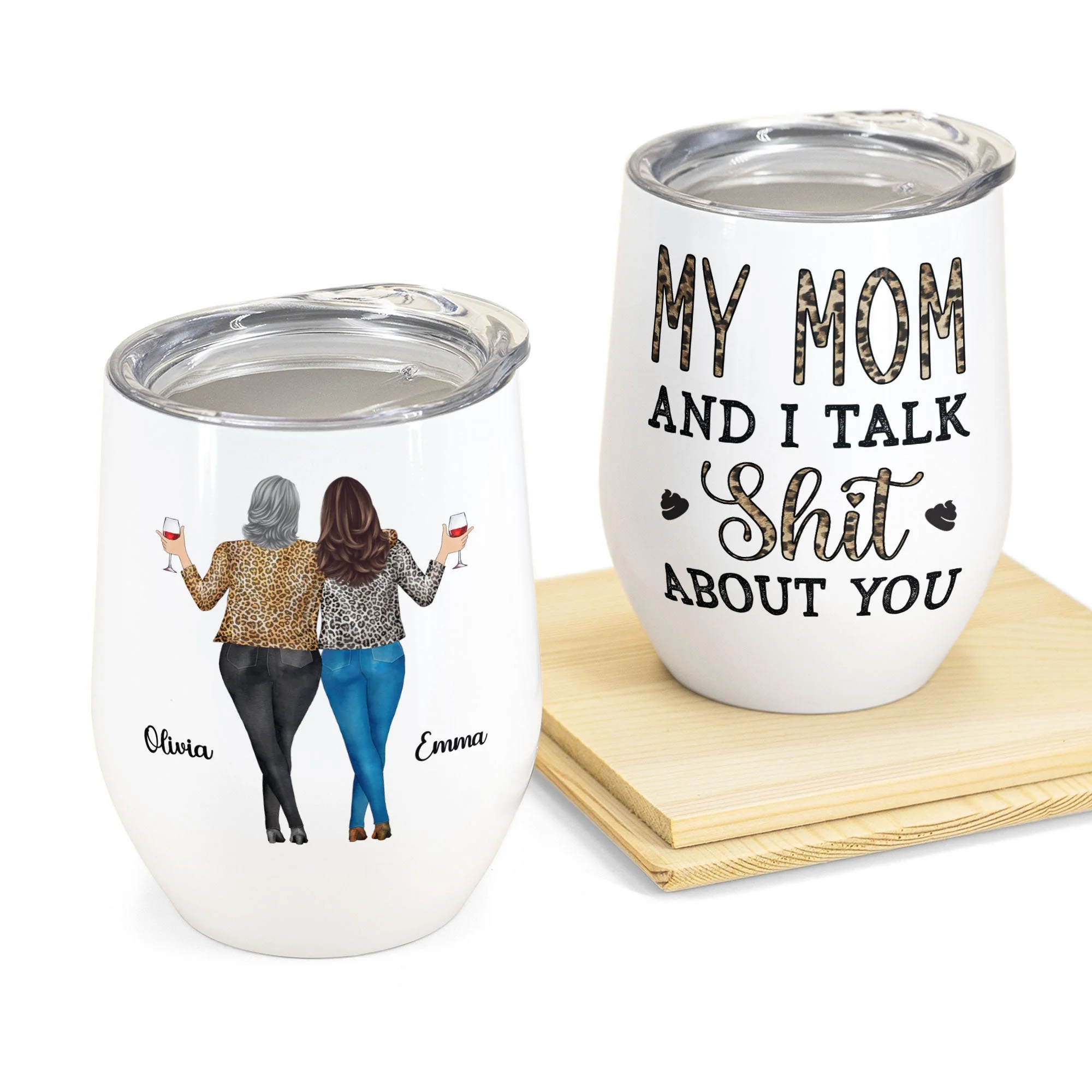 My Daughter & I Talk About You - Personalized Wine Tumbler - Gift For Mother, Daughter - Image 4