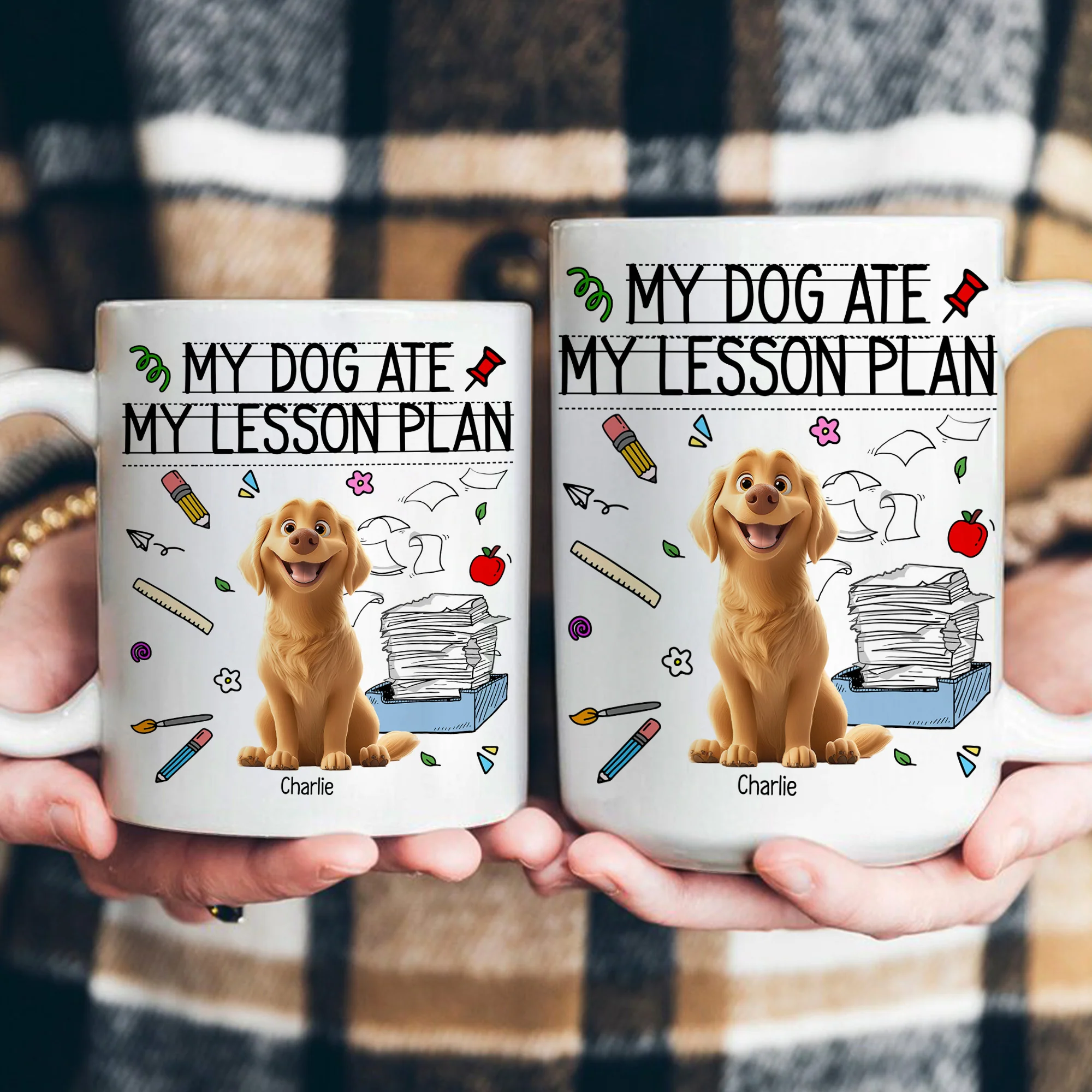 My Dog Ate My Lesson Plan Funny Gift For Teacher Back To School - Personalized Mug - Image 4
