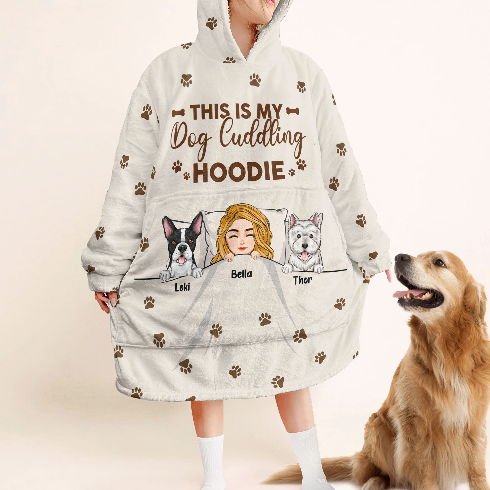 My Dog Cuddling Hoodie - Personalized Oversized Blanket Hoodie - Image 2