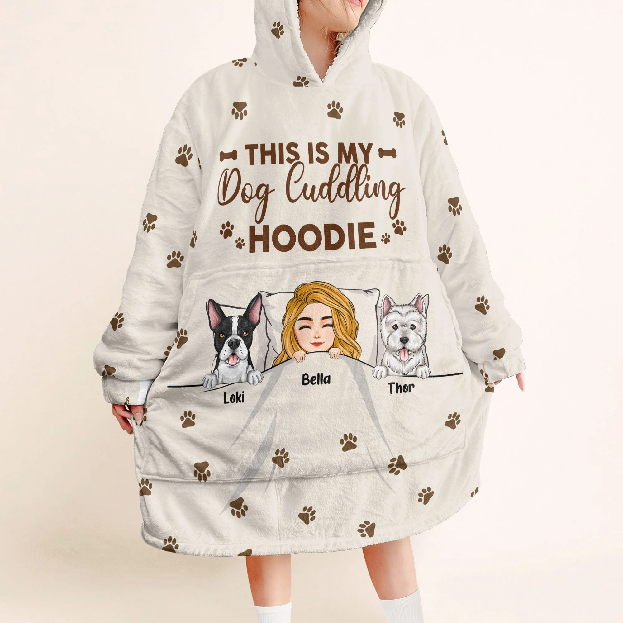 My Dog Cuddling Hoodie - Personalized Oversized Blanket Hoodie - Image 3