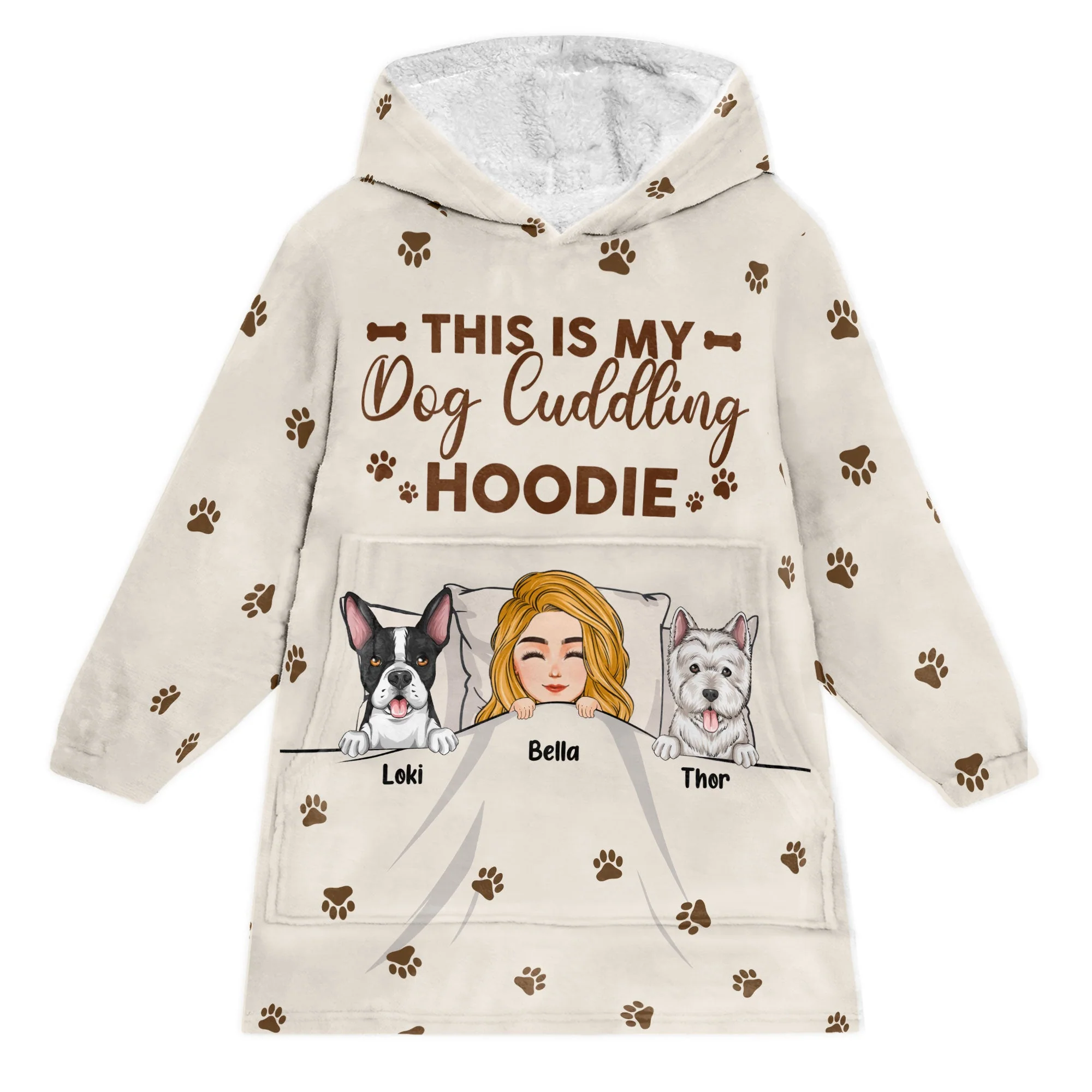 My Dog Cuddling Hoodie - Personalized Oversized Blanket Hoodie - Image 4