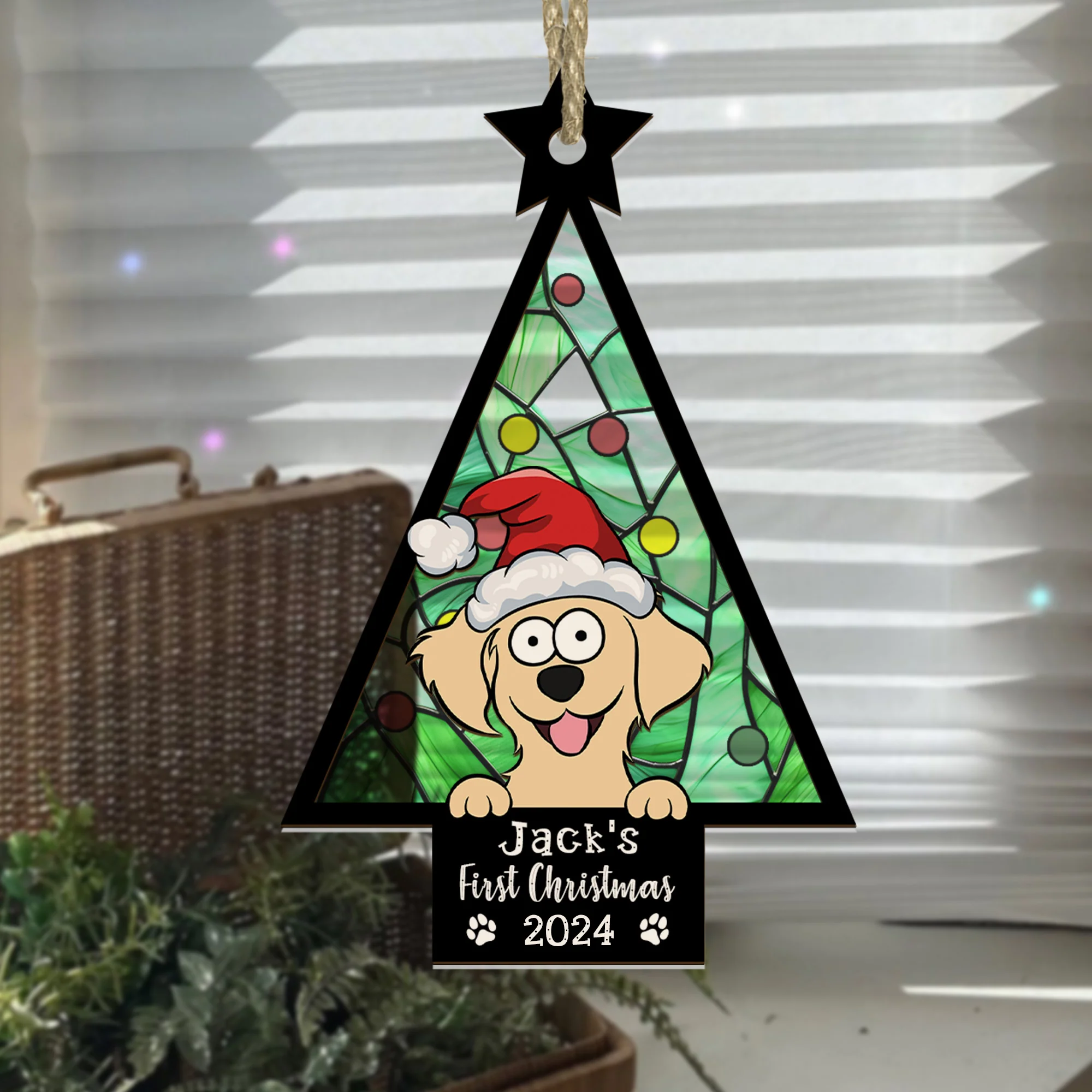 My Dog First Christmas - Personalized Suncatcher Ornament - Image 3