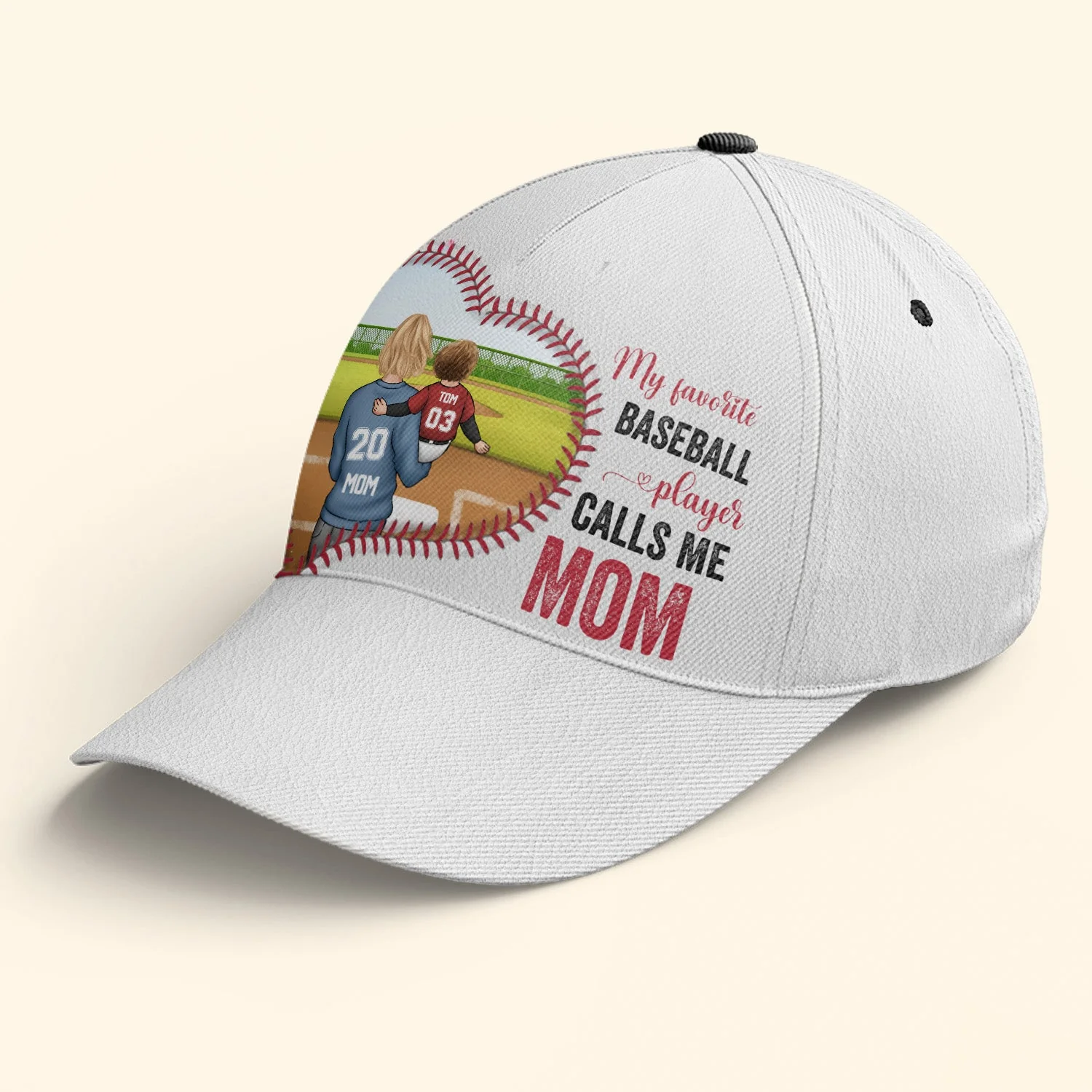 My Favorite Baseball Player Calls Me Mom - Personalized Classic Cap - Image 5