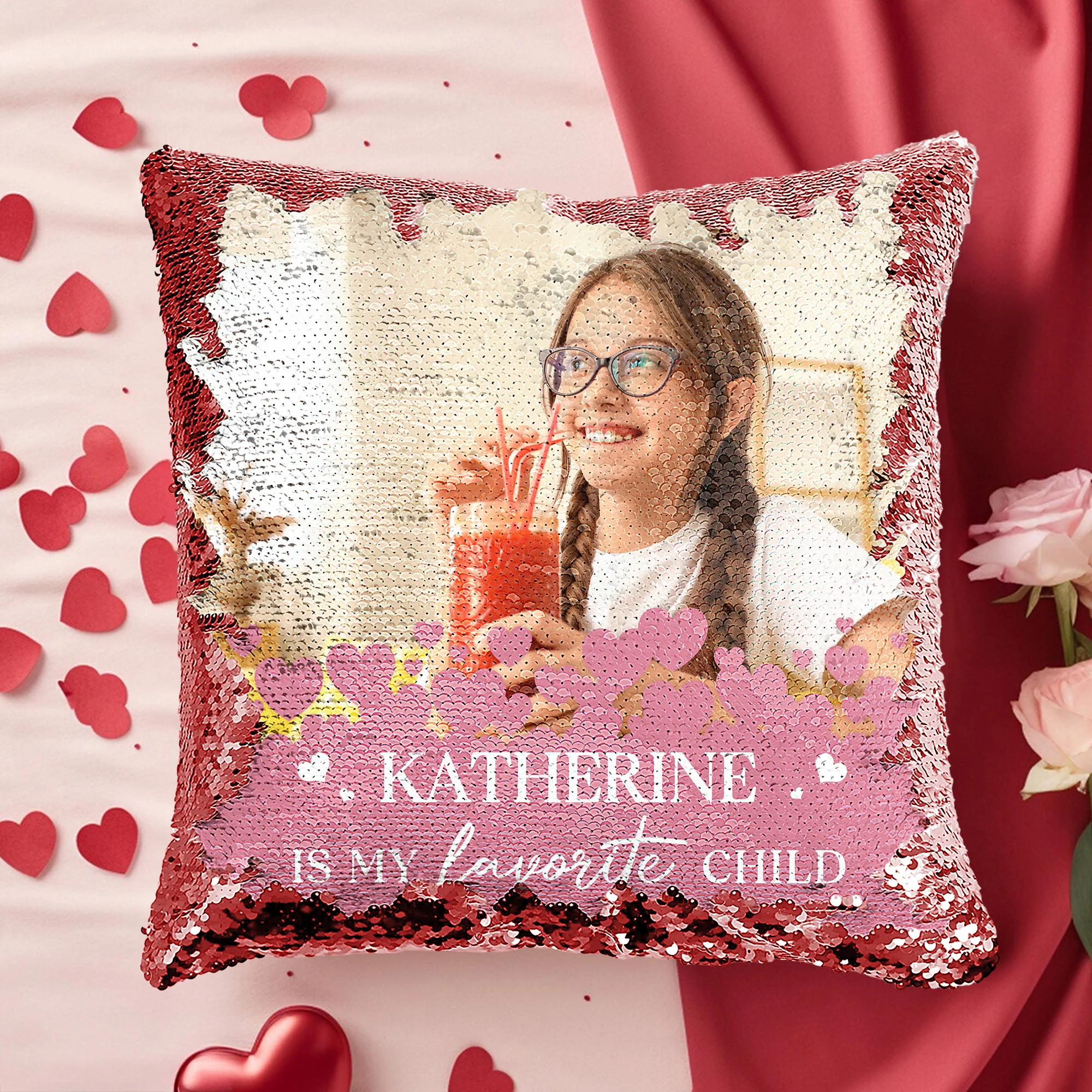 My Favorite Child - Custom Photo Sequin Pillow - Image 2