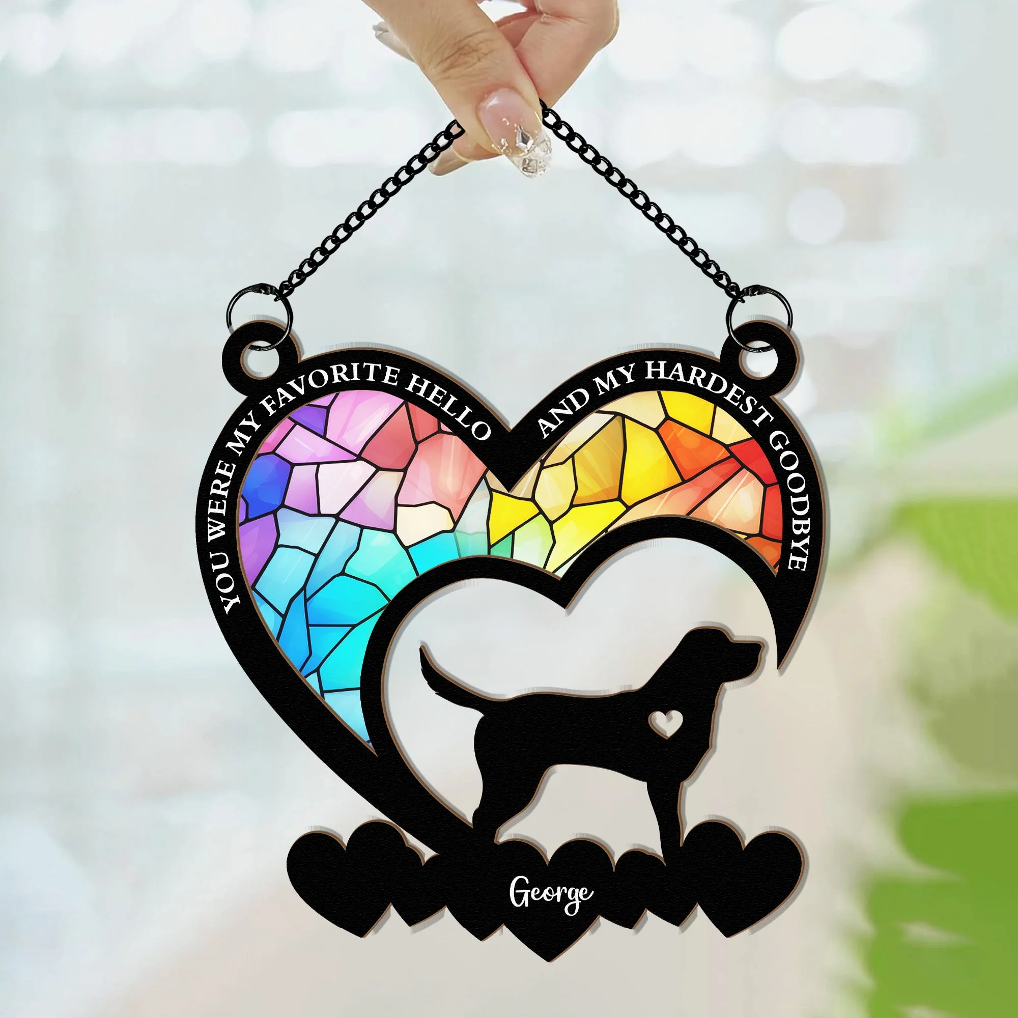 My Favorite Hello And My Hardest Goodbye - Personalized Window Hanging Suncatcher Ornament - Image 3