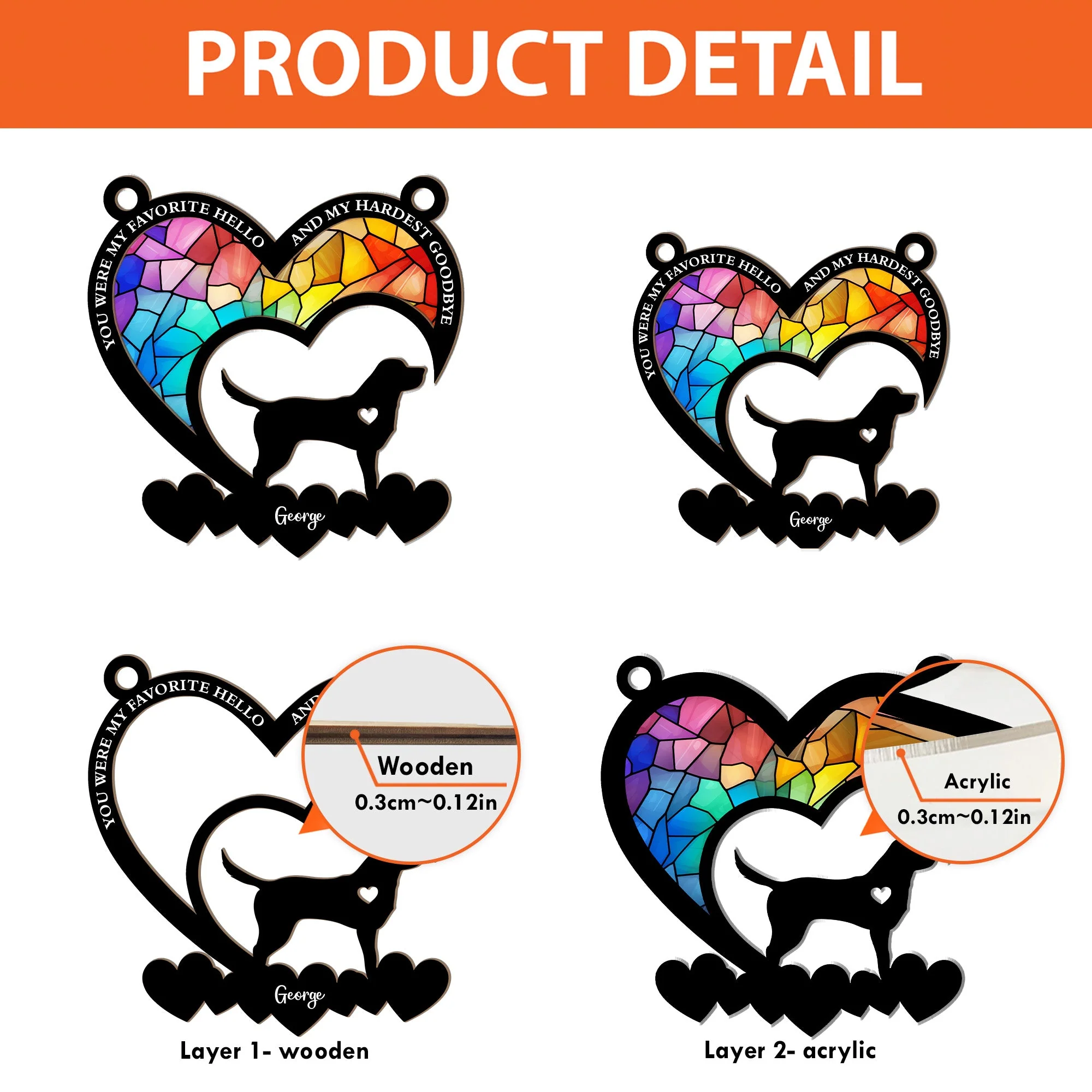 My Favorite Hello And My Hardest Goodbye - Personalized Window Hanging Suncatcher Ornament - Image 4